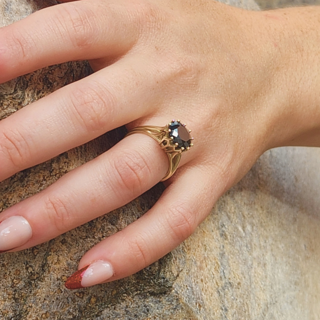 Veneration Ring - Gold and Black Diamond Ring - Inchoo Bijoux