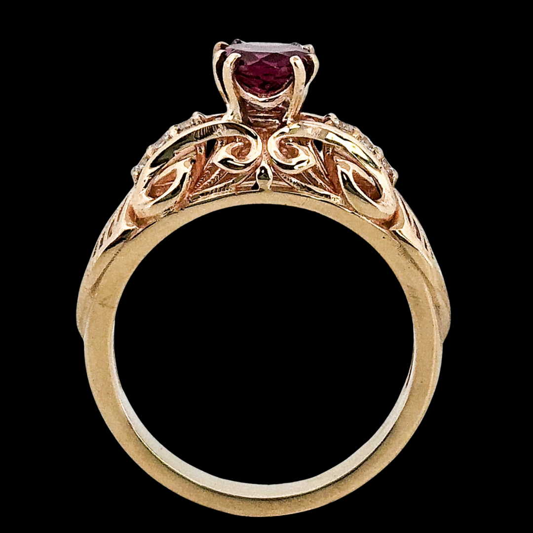 The Edwardian Ring - Gold, Diamonds and Garnet - Inchoo Bijoux