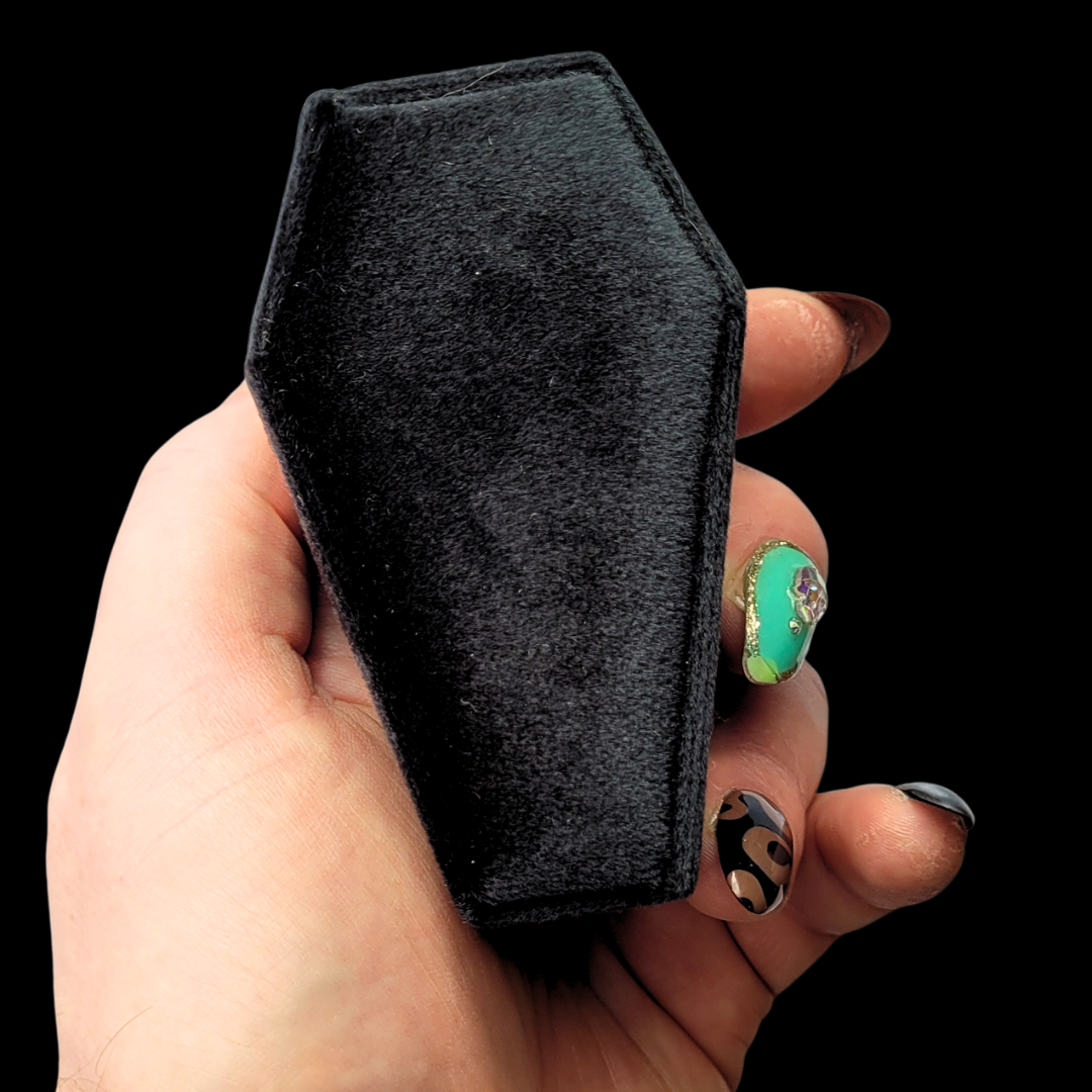 Black Coffin Velvet Ring Box - Inchoo Bijoux