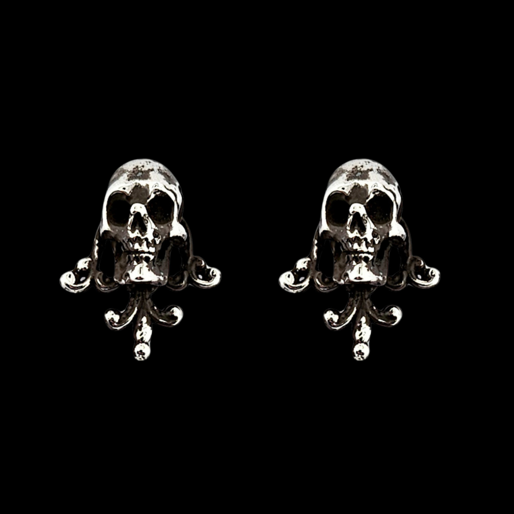 Unisex Victorian Skull and Lace Earrings - Inchoo Bijoux