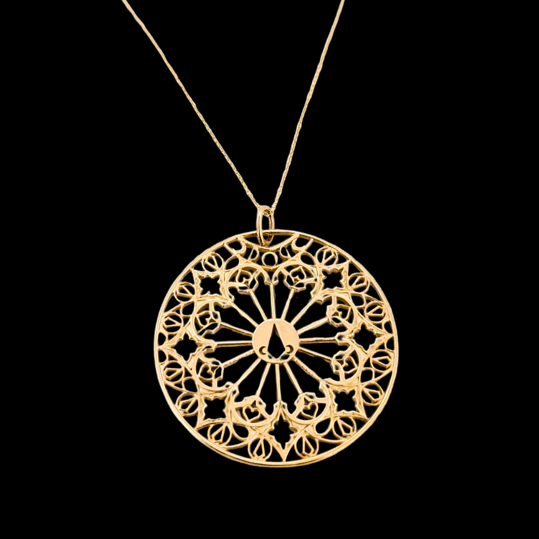 Stained Glass Moon Cathedral Disc Pendant & Chain - Gold Options - Inchoo Bijoux