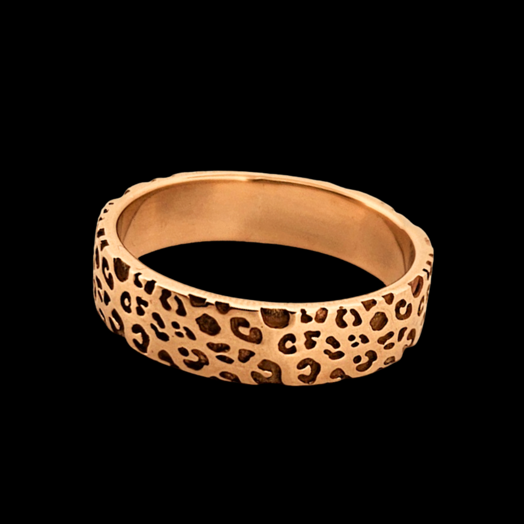 6mm Wide Leopard Print Ring Band - Gold Options - Inchoo Bijoux