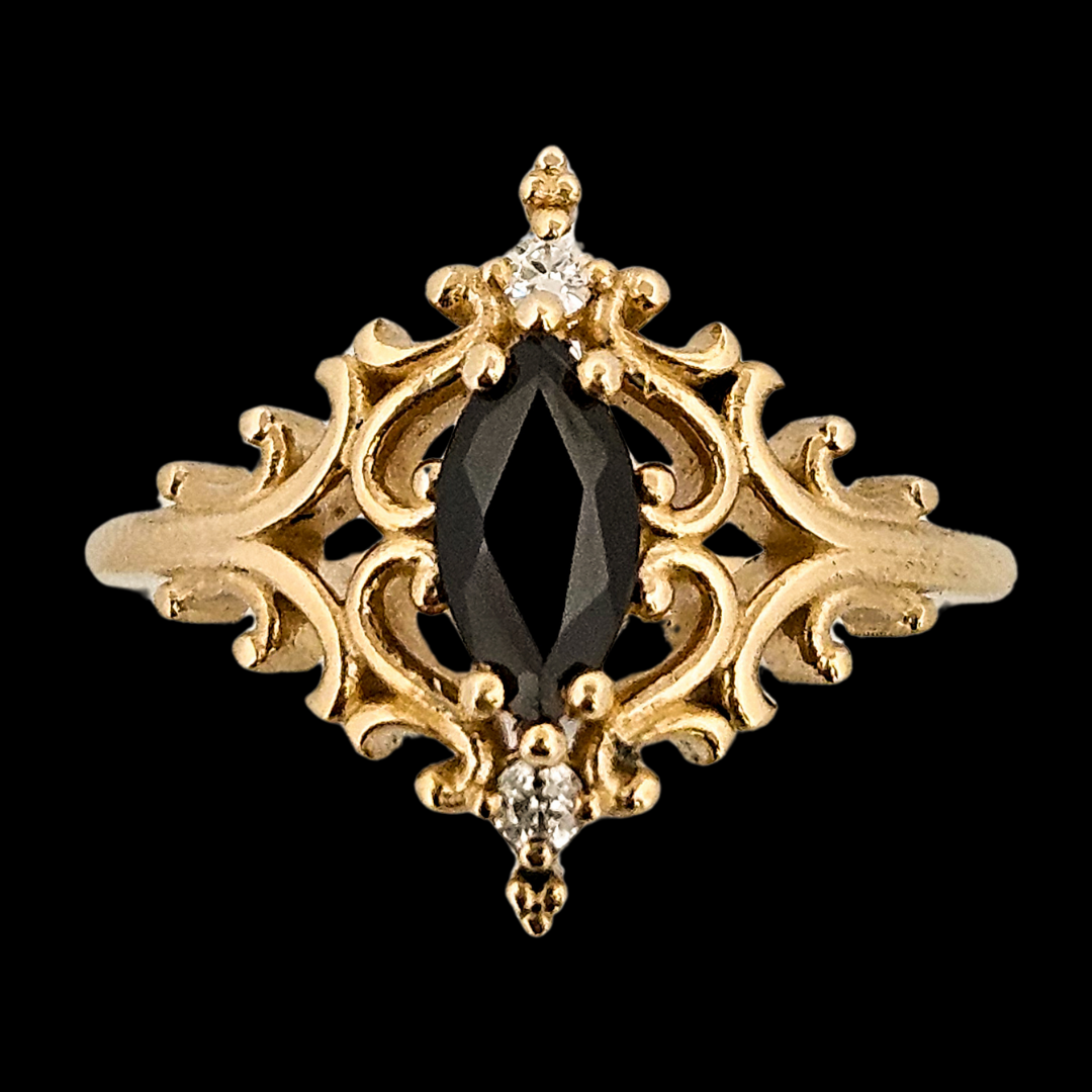 La Marquise Ring - Gold, Black Onyx and Diamonds - Inchoo Bijoux