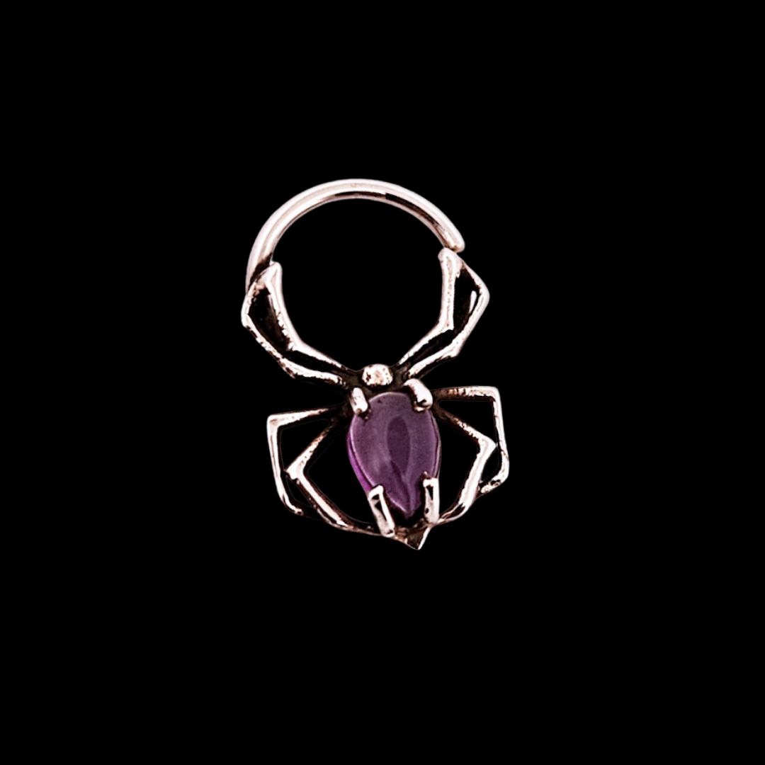 Purple Amethyst Spider Septum Ring - Inchoo Bijoux