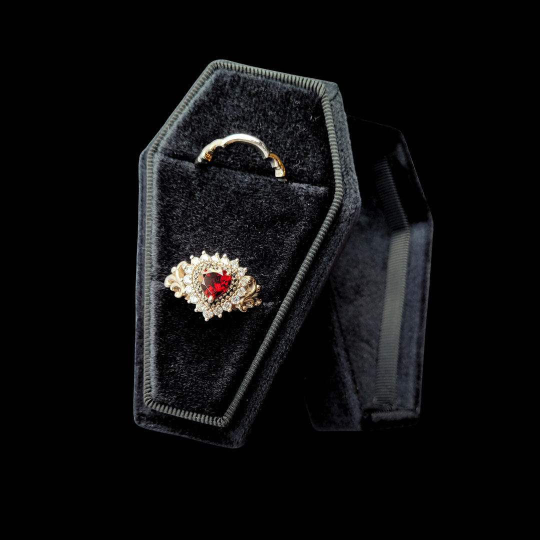Black Coffin Velvet Ring Box - Inchoo Bijoux