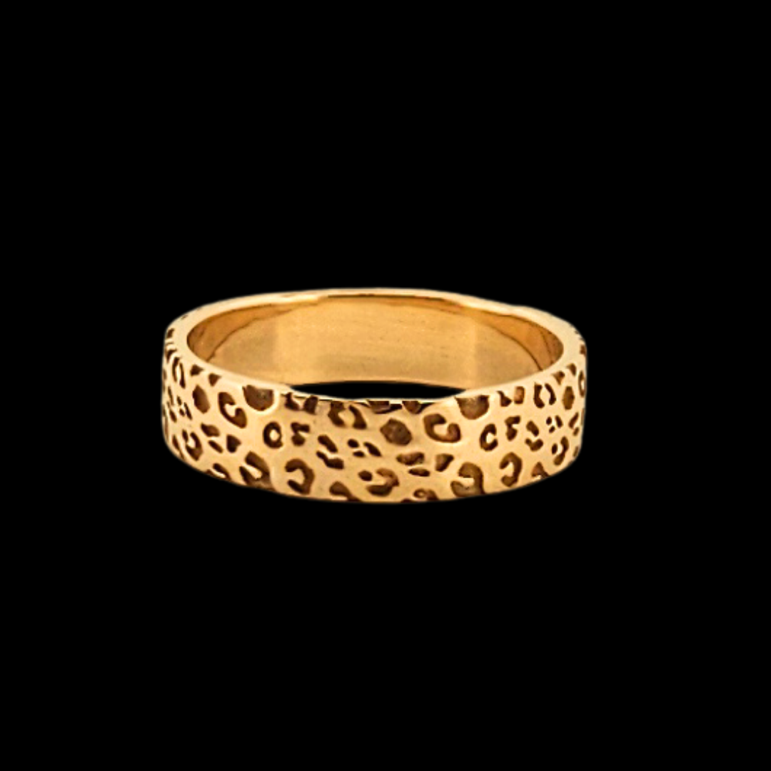 6mm Wide Leopard Print Ring Band - Gold Options - Inchoo Bijoux