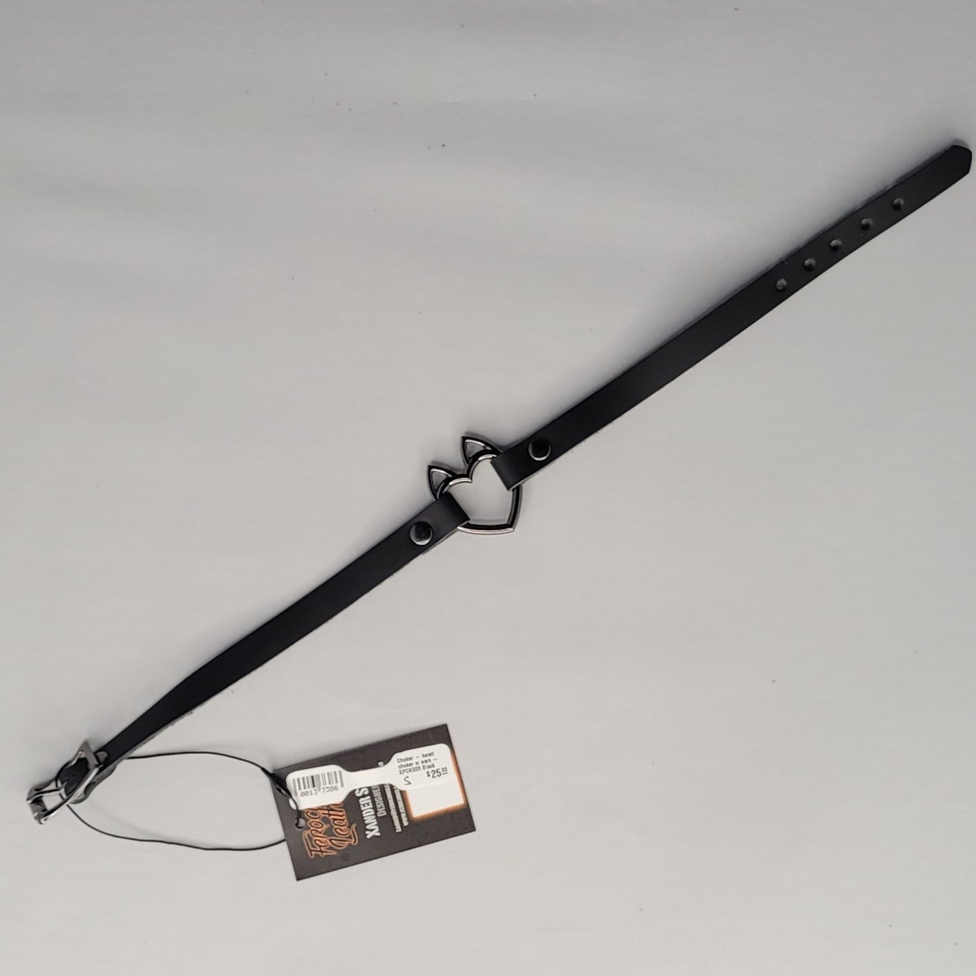 Choker - heart choker w ears - XPCK005 Black Small- Simple Black Cat Ears Heart SMALL