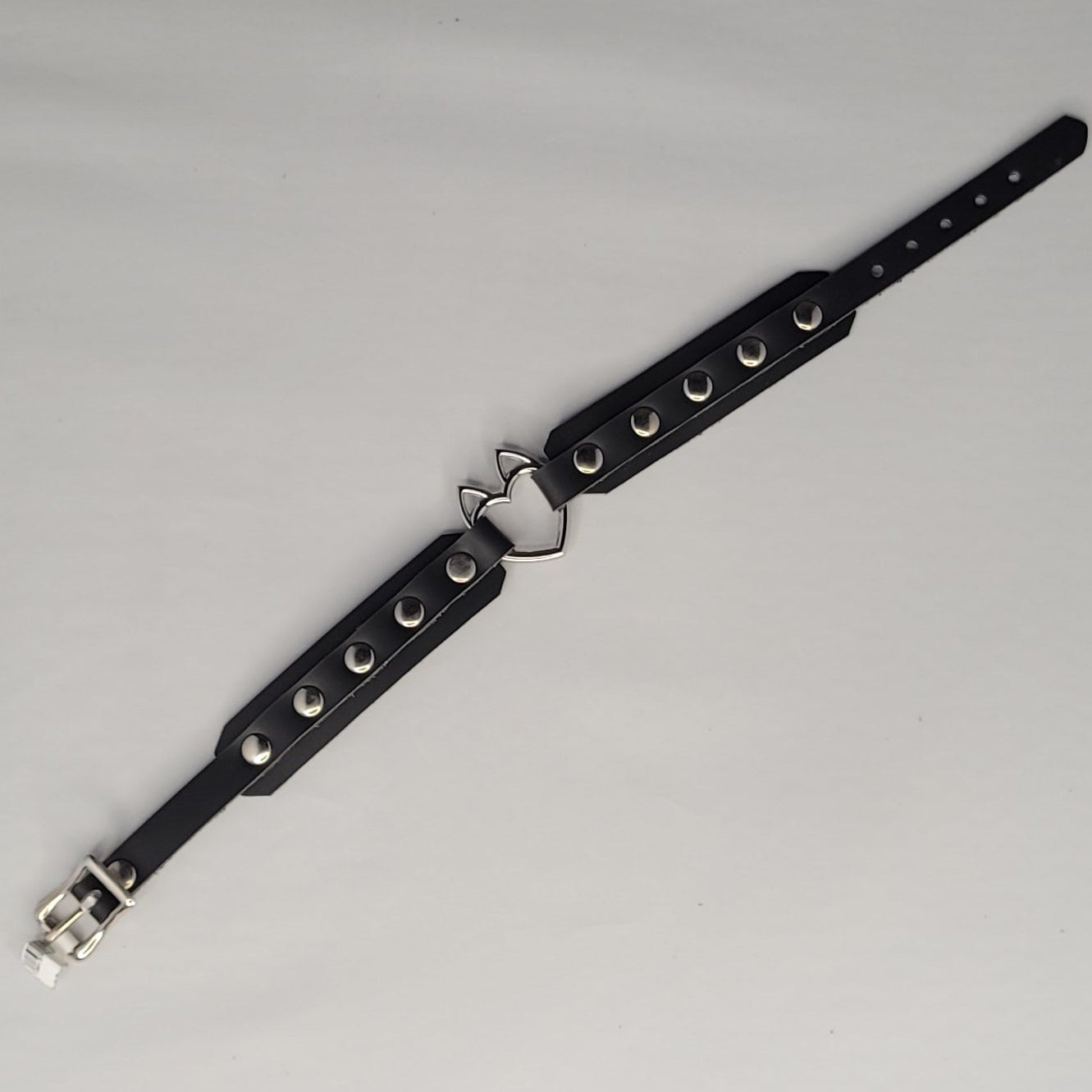 Choker - fancy heart choker - XPCK021 Silver Small- Double Silver (Simple Heart OR Cat ears Heart) Clouté SMALL