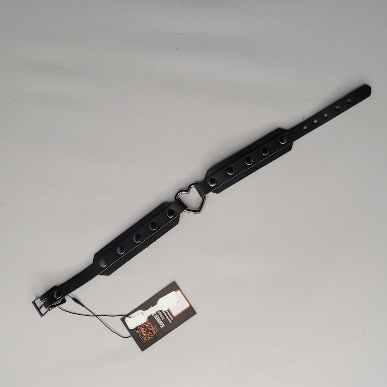 Choker - fancy heart choker - XPCK021 Black Large - Double Black Heart with Spikes OR Clouté LARGE