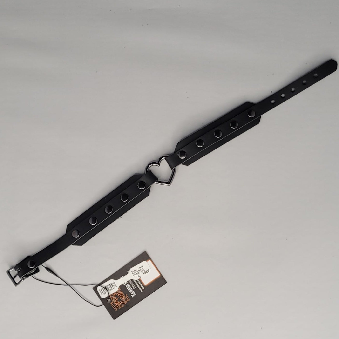 Choker - fancy heart choker - XPCK021 Black Small- Double Black Heart Clouté SMALL