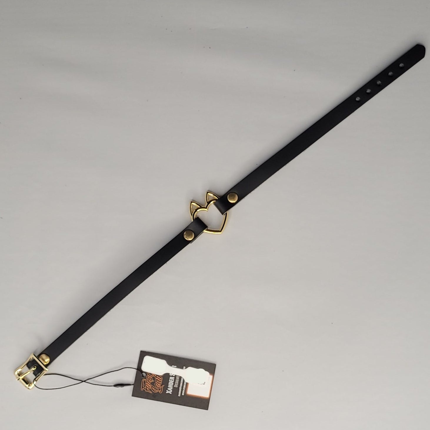 Choker - heart choker w ears - XPCK005 Gold Large- Simple Gold Cat Ears Heart LARGE