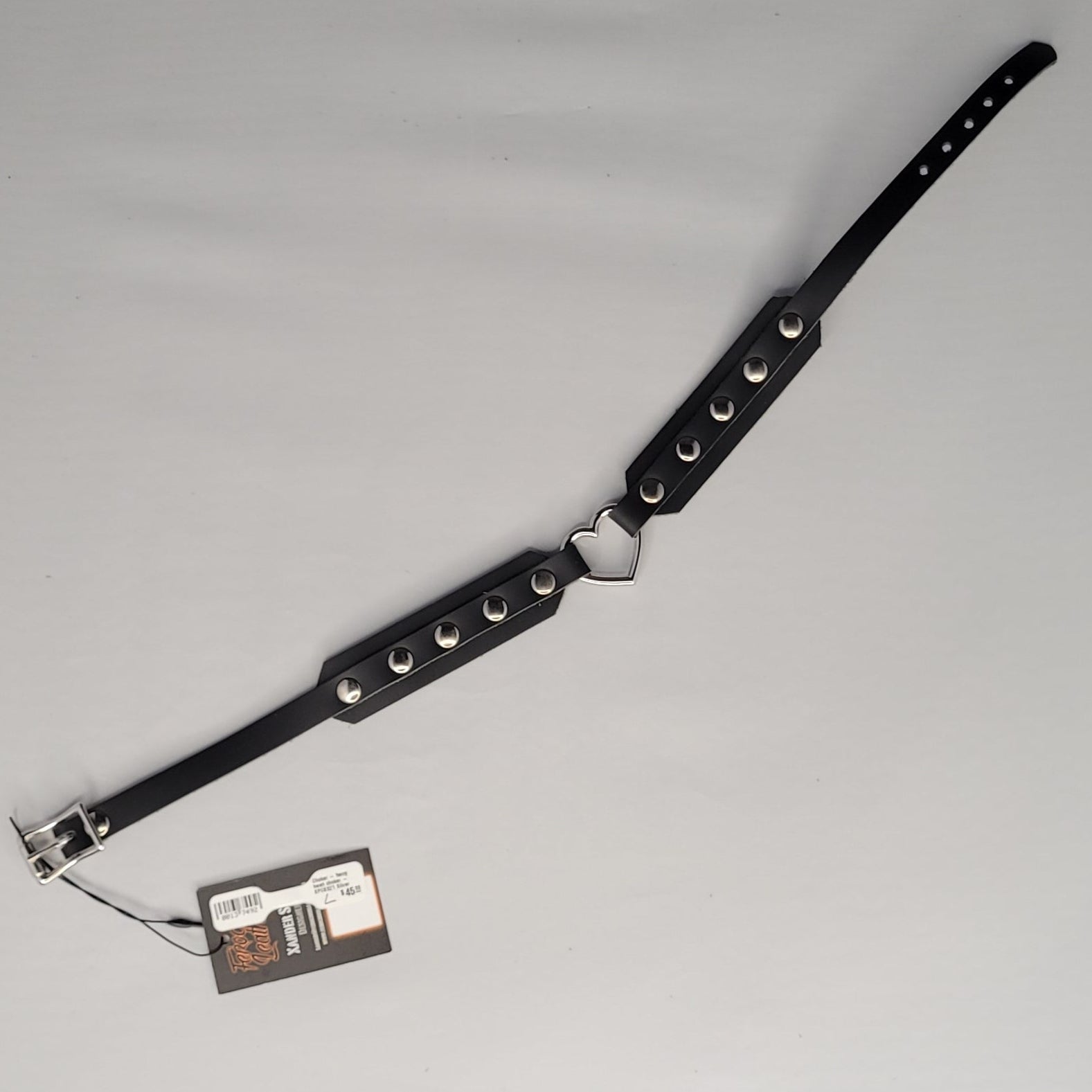 Choker - fancy heart choker - XPCK021 Silver Large - Double Silver Heart (Clouté OR with Spikes) LARGE