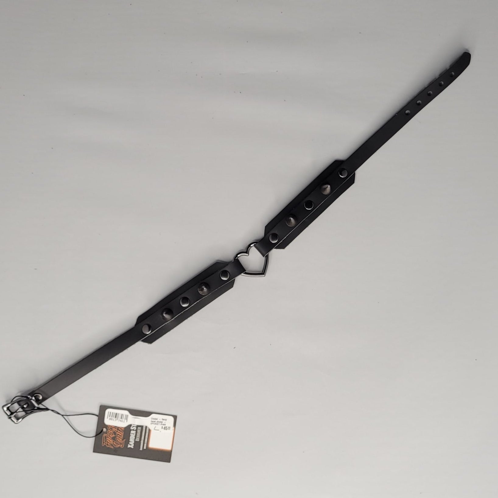 Choker - fancy heart choker - XPCK021 Black Large - Double Black Heart with Spikes OR Clouté LARGE