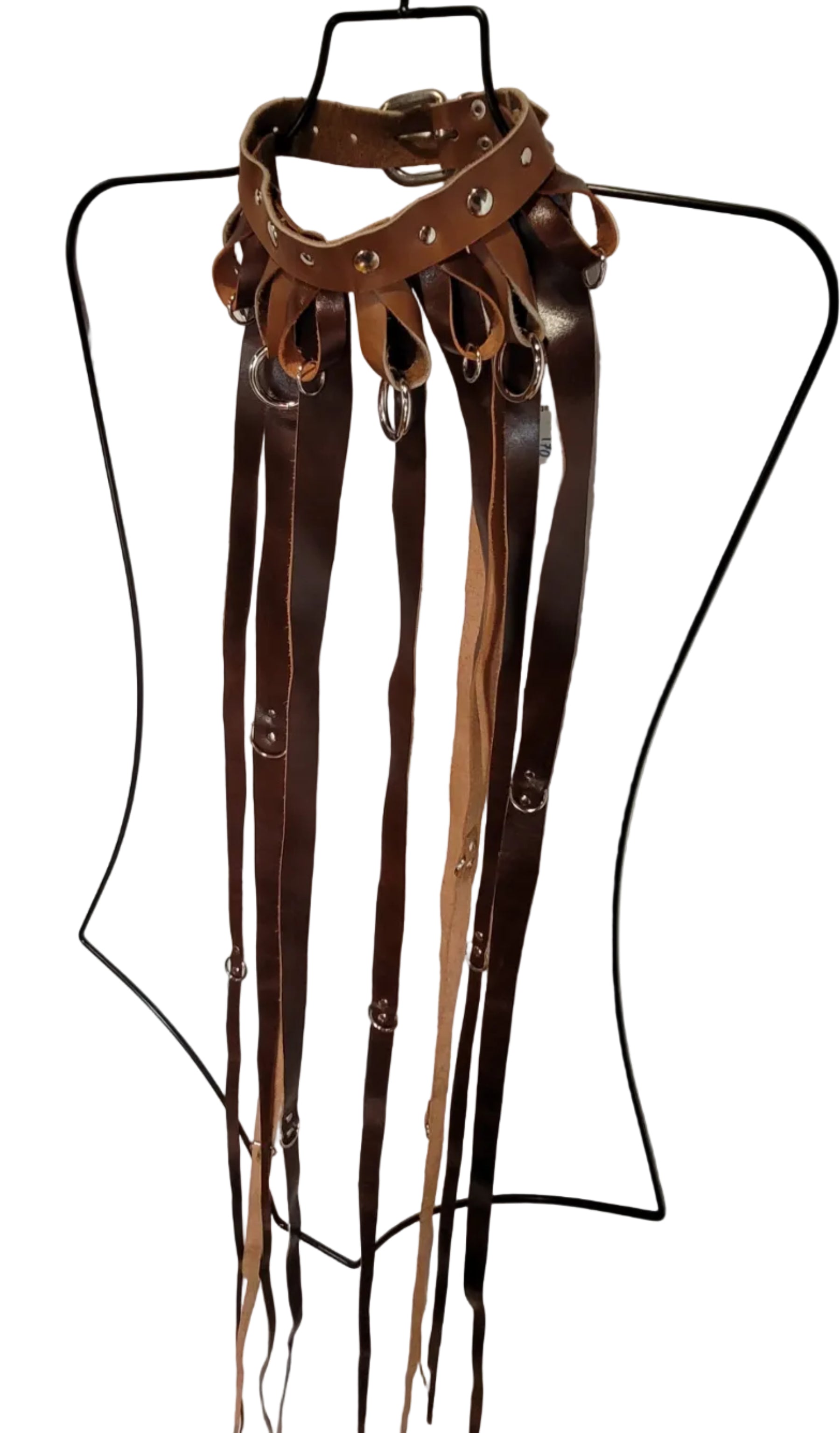 Choker Franges Anneaux Brun