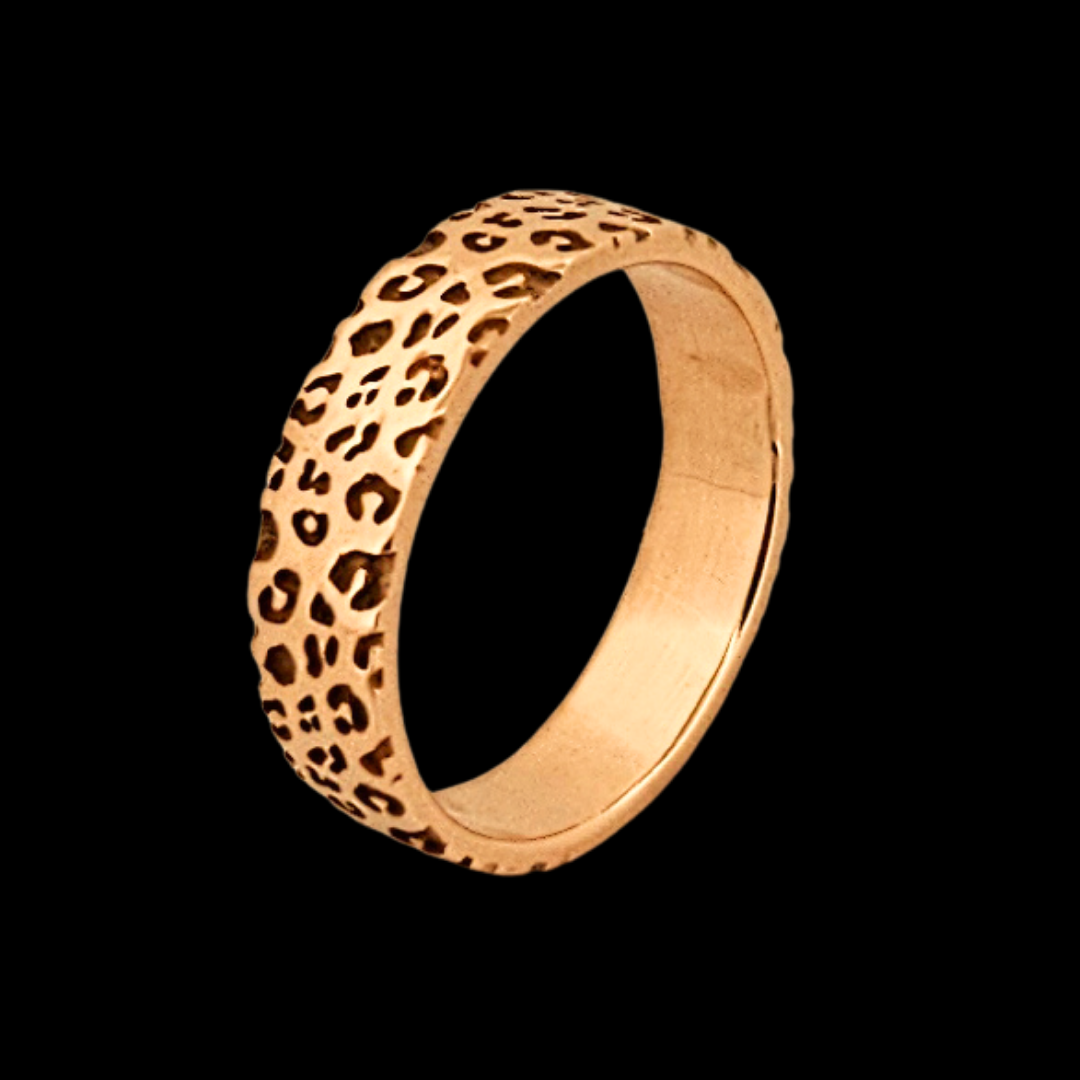 6mm Wide Leopard Print Ring Band - Gold Options - Inchoo Bijoux