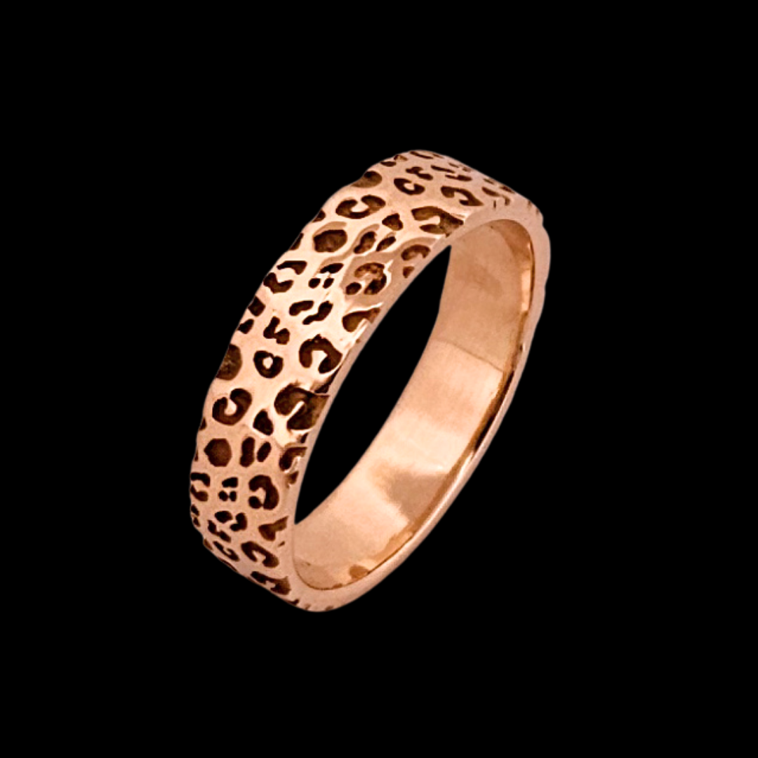 6mm Wide Leopard Print Ring Band - Gold Options - Inchoo Bijoux