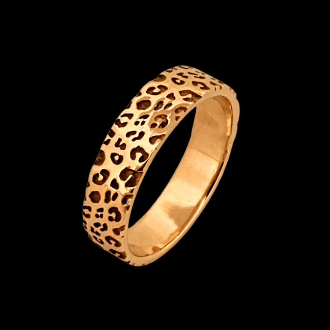 6mm Wide Leopard Print Ring Band - Gold Options - Inchoo Bijoux