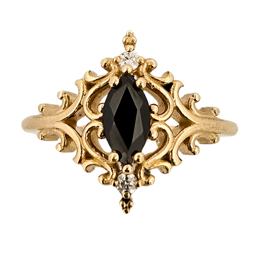 La Marquise Ring - Gold, Black Onyx and Diamonds - Inchoo Bijoux