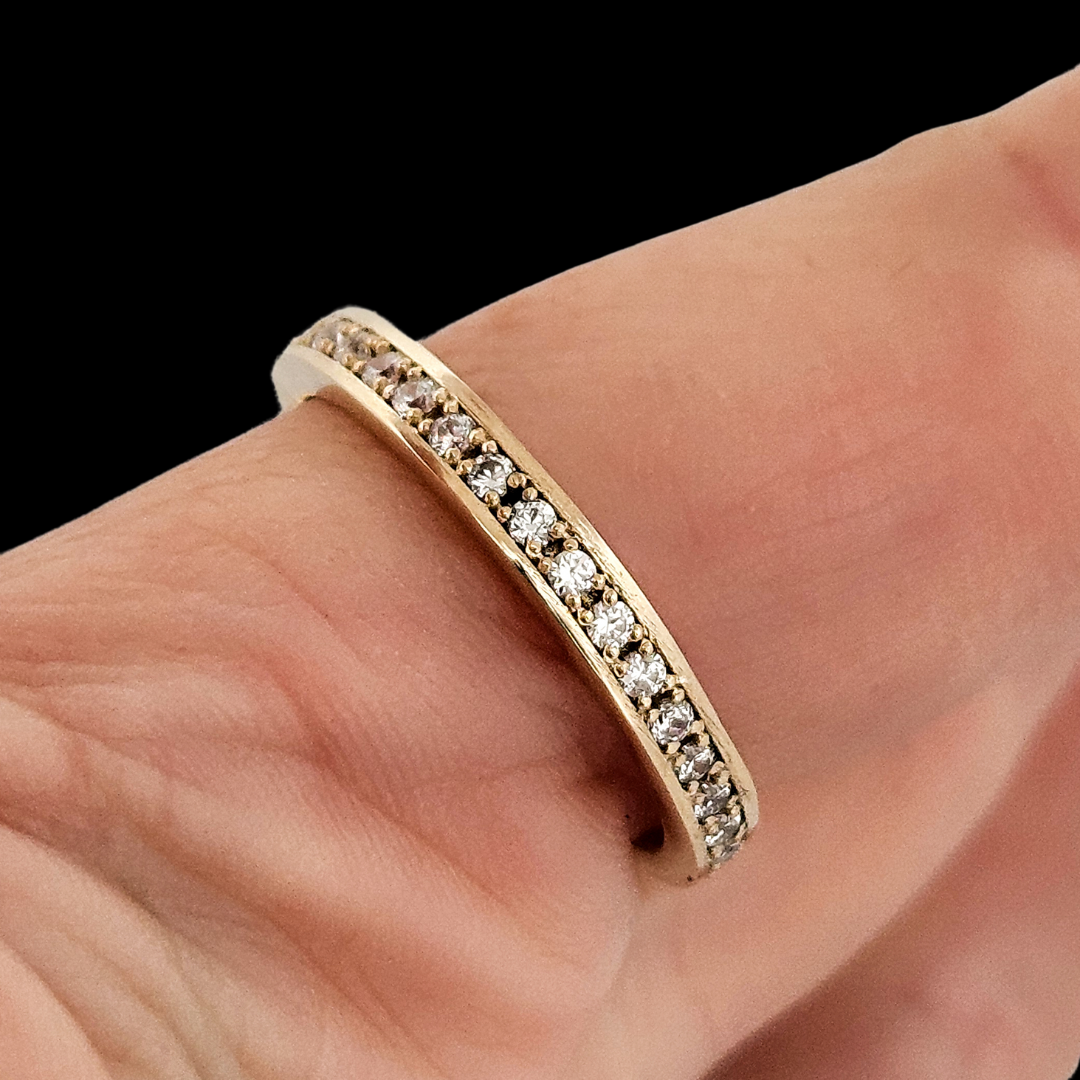 Locked and Loved Dangling Heart Eternity Ring - Ruby, Diamonds and Gold - Inchoo Bijoux