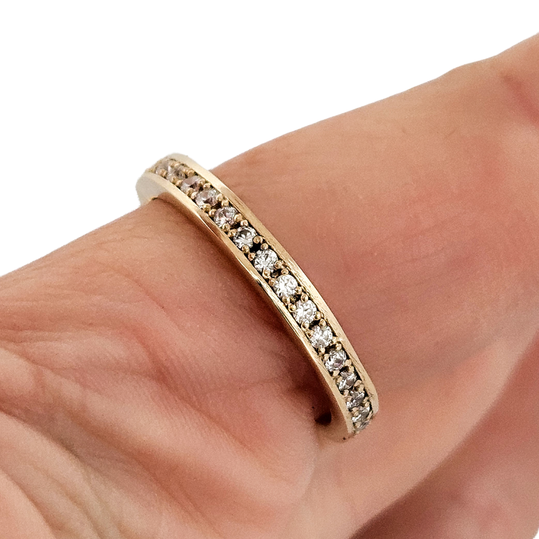 Locked and Loved Dangling Heart Eternity Ring - Ruby, Diamonds and Gold - Inchoo Bijoux