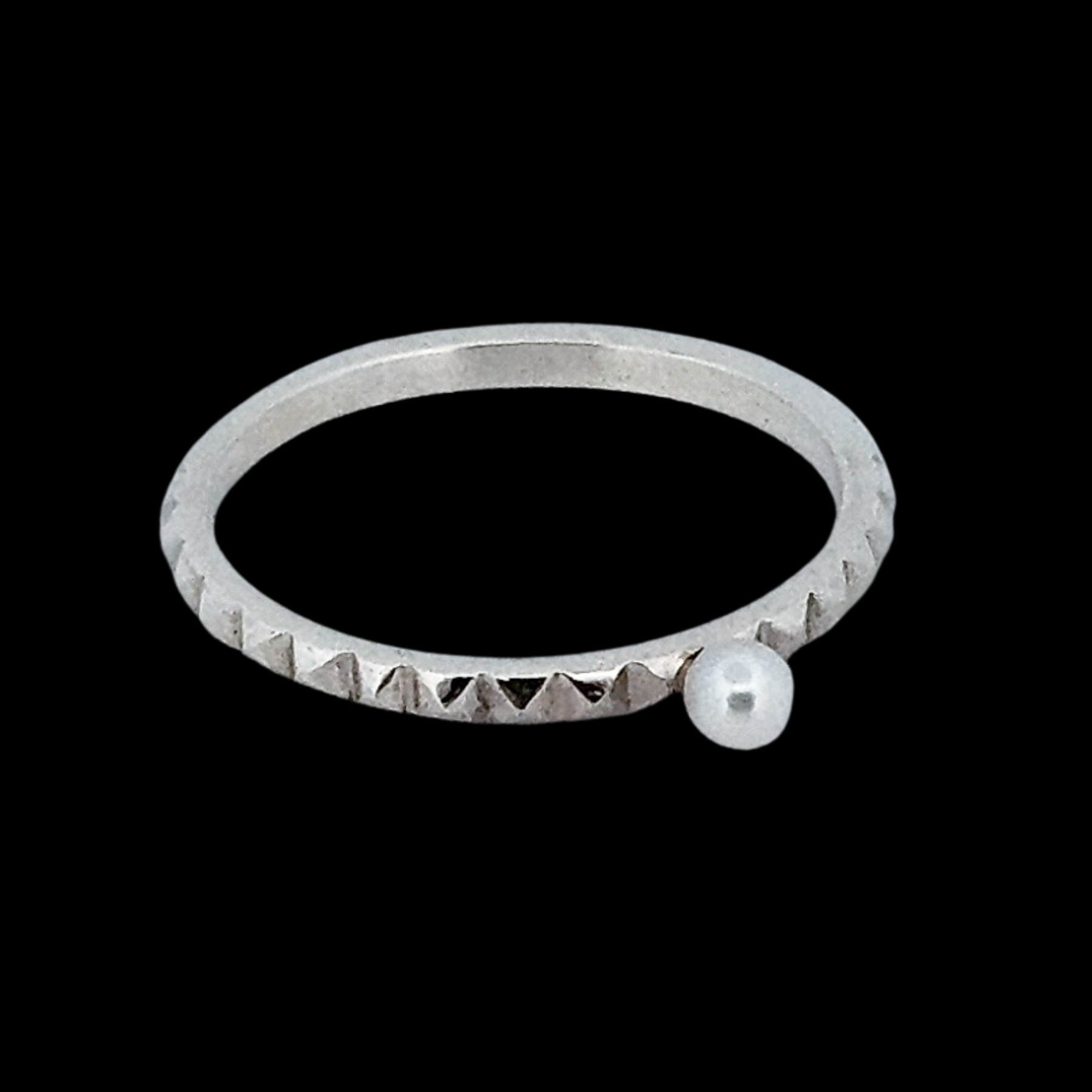 Thin Studded Pearl Ring Sterling Silver - Inchoo Bijoux
