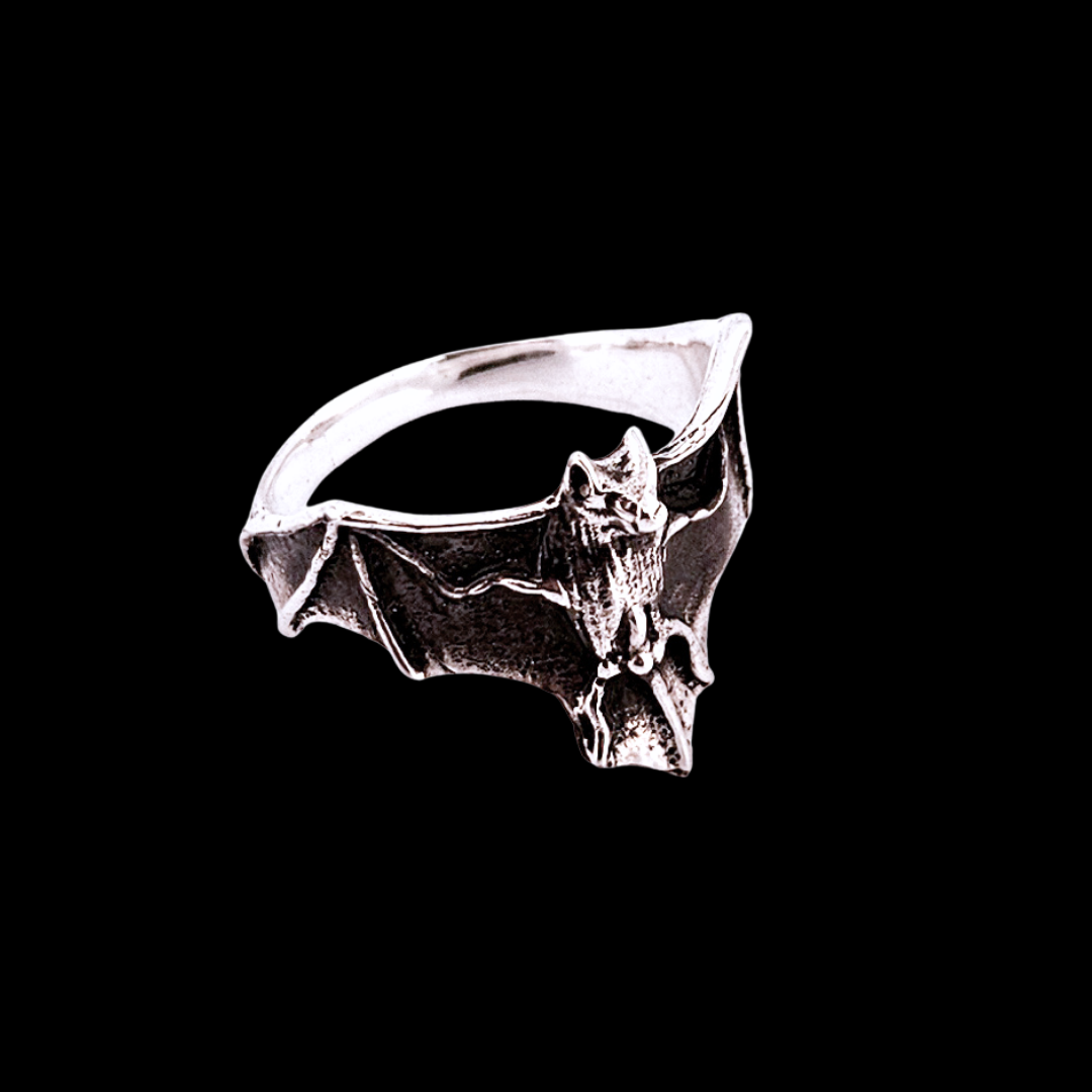 Fortuna Noctis Phallus Bat Ring Sterling Silver