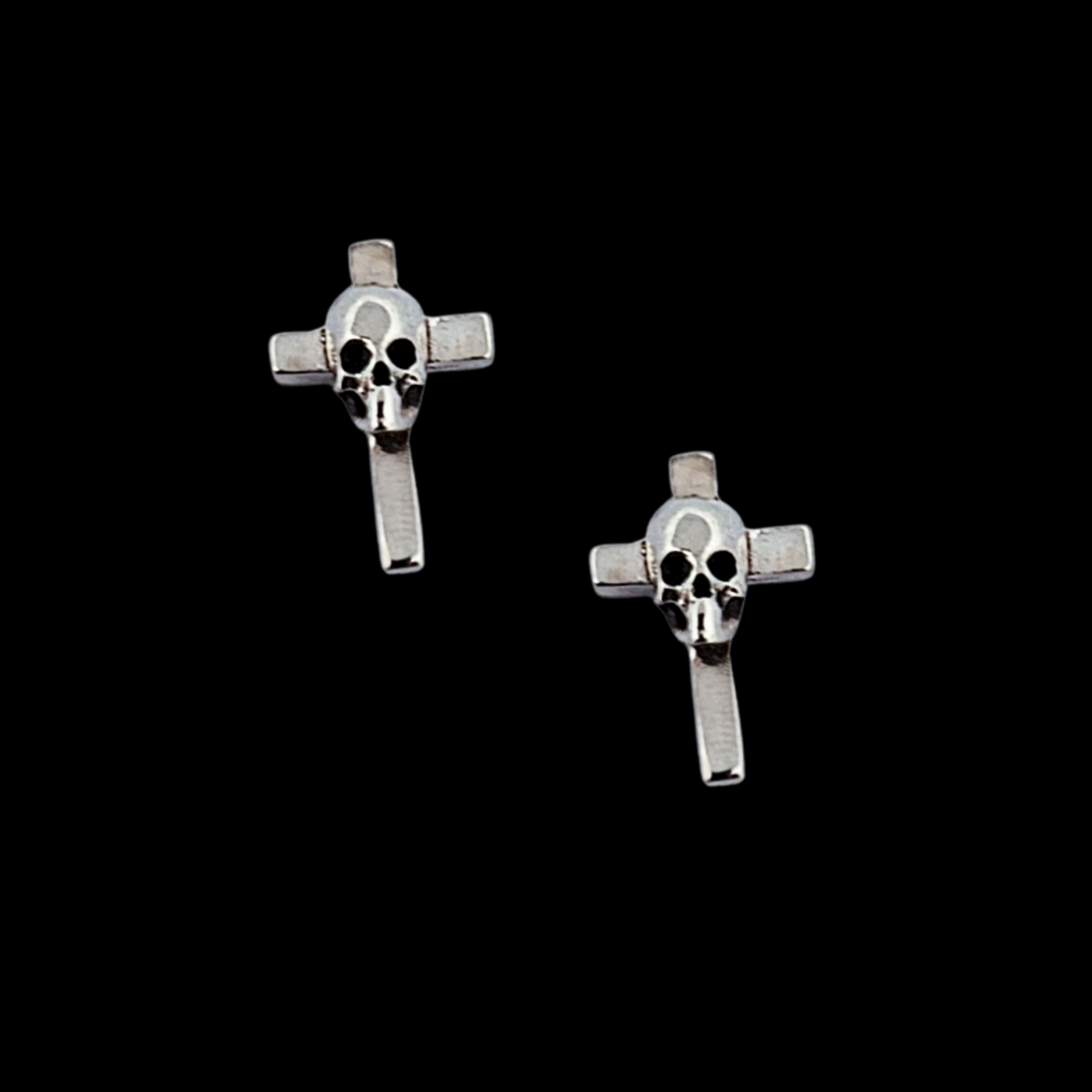 Small Cross & Skull Stud Earrings - Inchoo Bijoux
