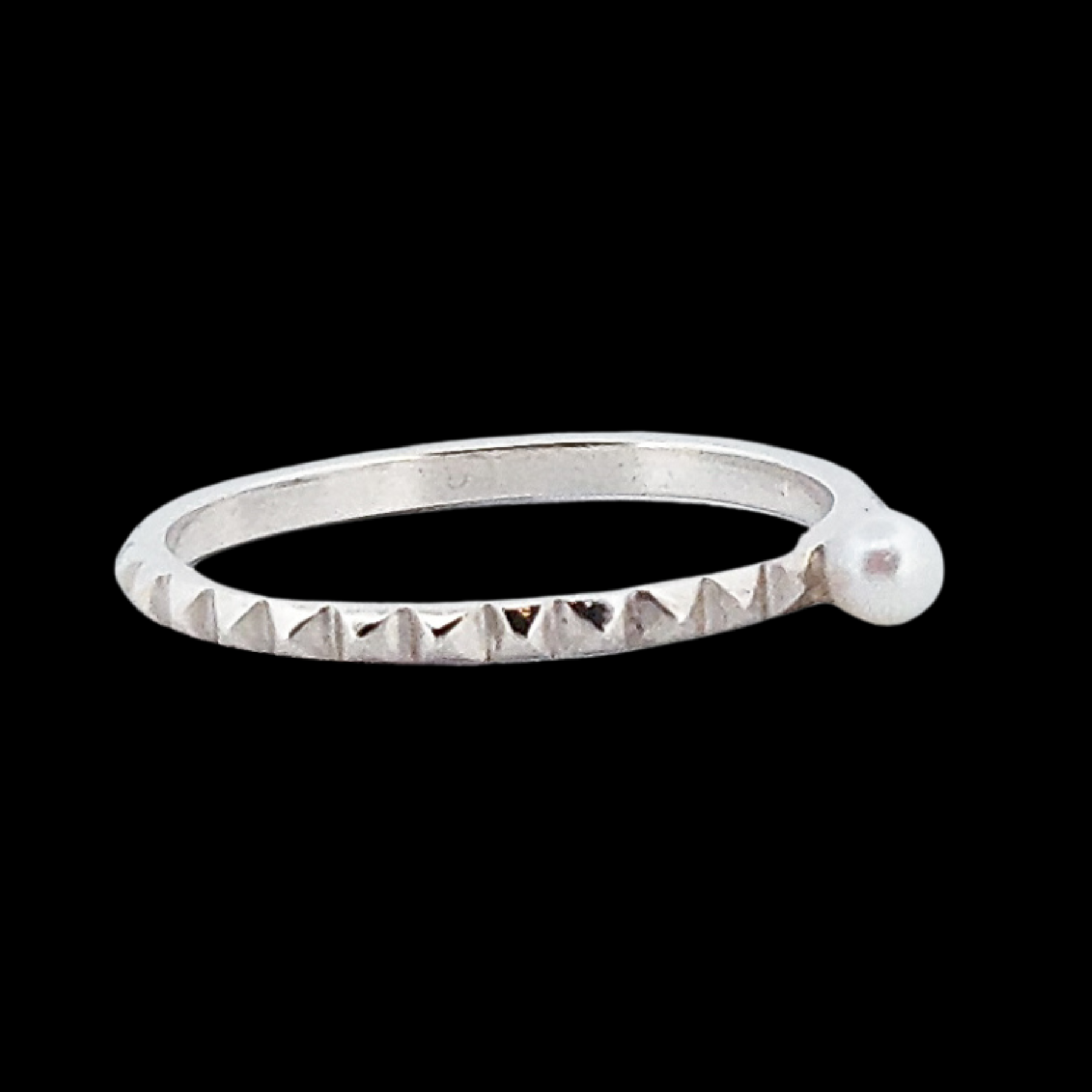Thin Studded Pearl Ring Sterling Silver - Inchoo Bijoux