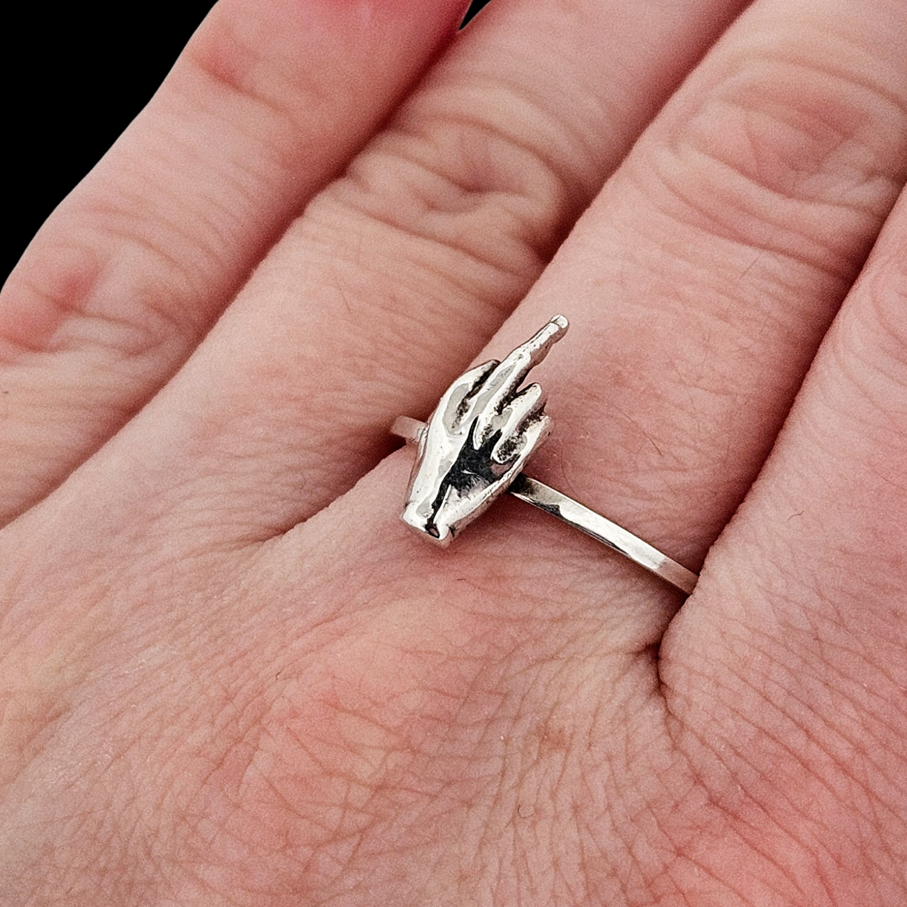 Fuck You Ring Middle Finger Sterling Silver - Inchoo Bijoux