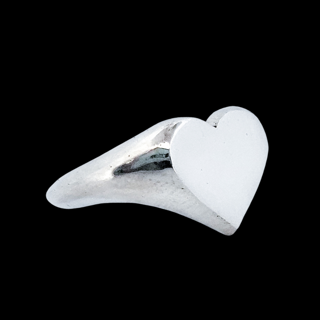 Heart Signet Ring - Sterling Silver - Inchoo Bijoux