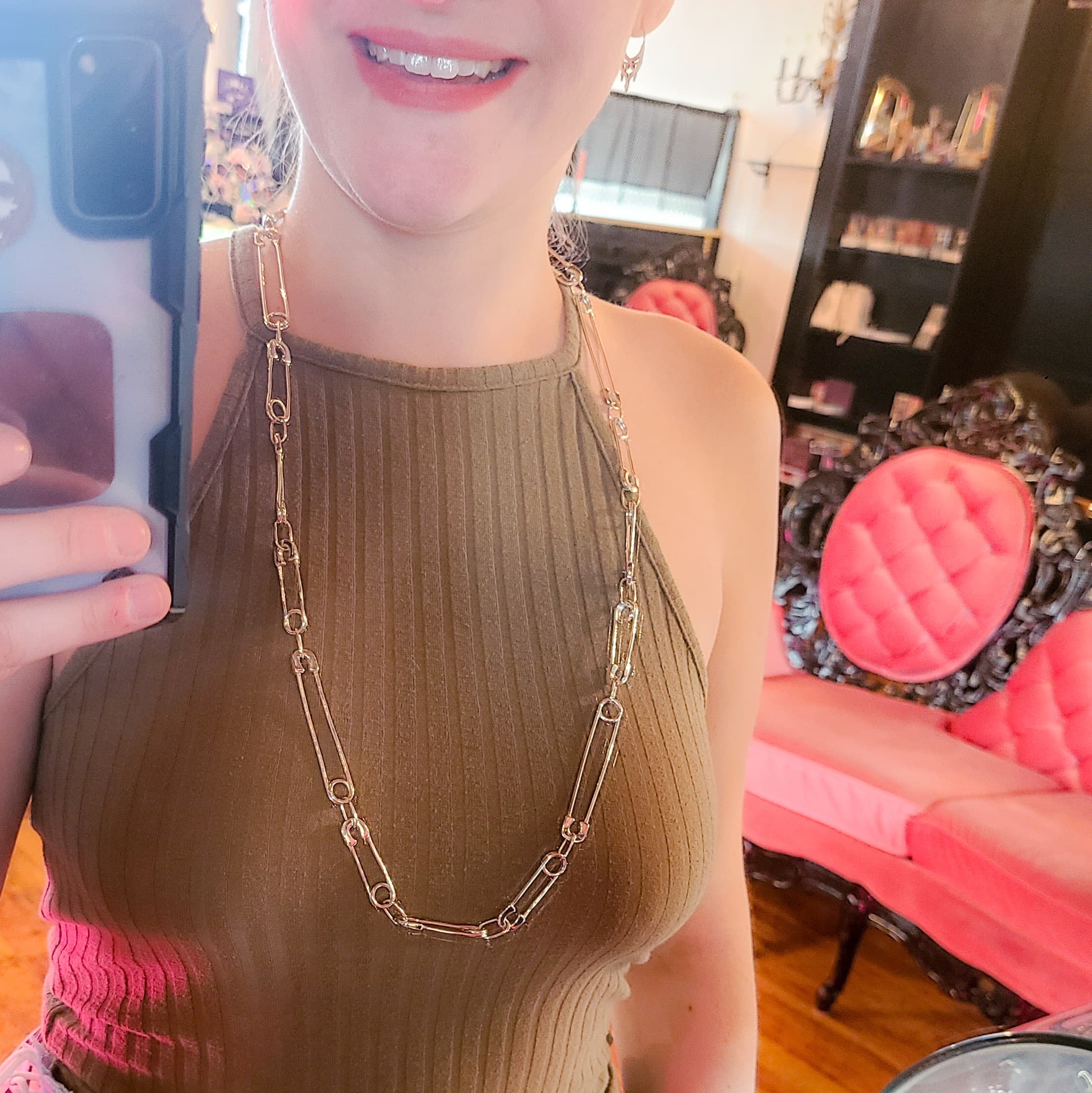 Silver Safety Pin Chain
