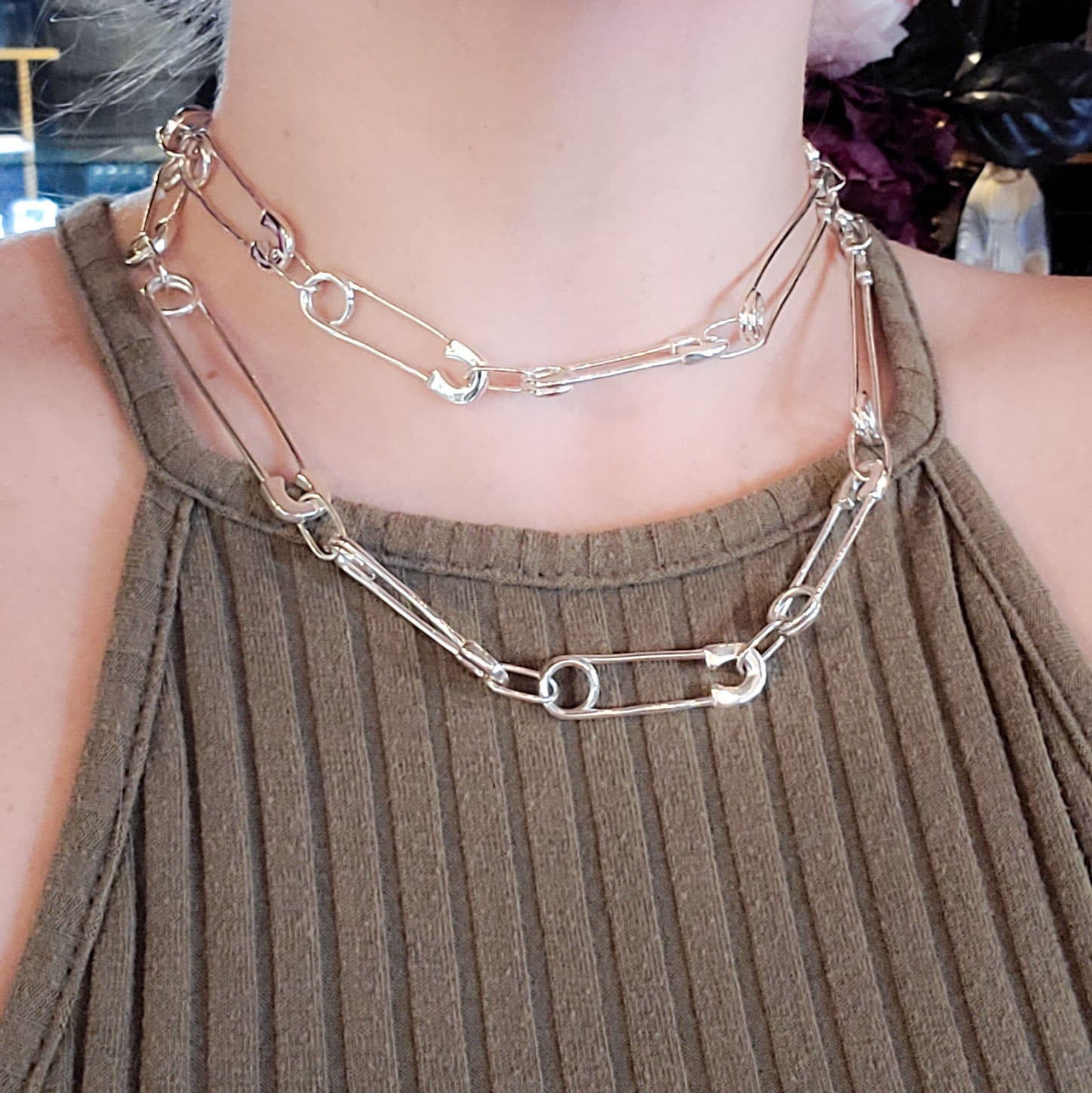 Silver Safety Pin Chain