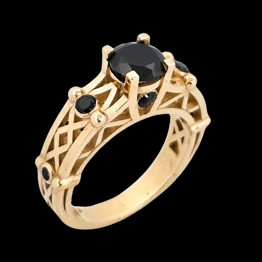 Victoria - Gold and Black Diamond Ring - Inchoo Bijoux