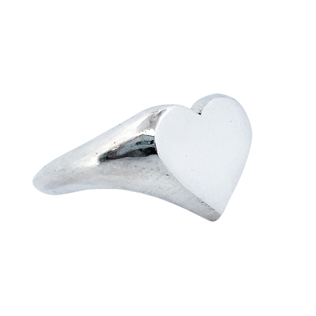 Heart Signet Ring - Sterling Silver - Inchoo Bijoux