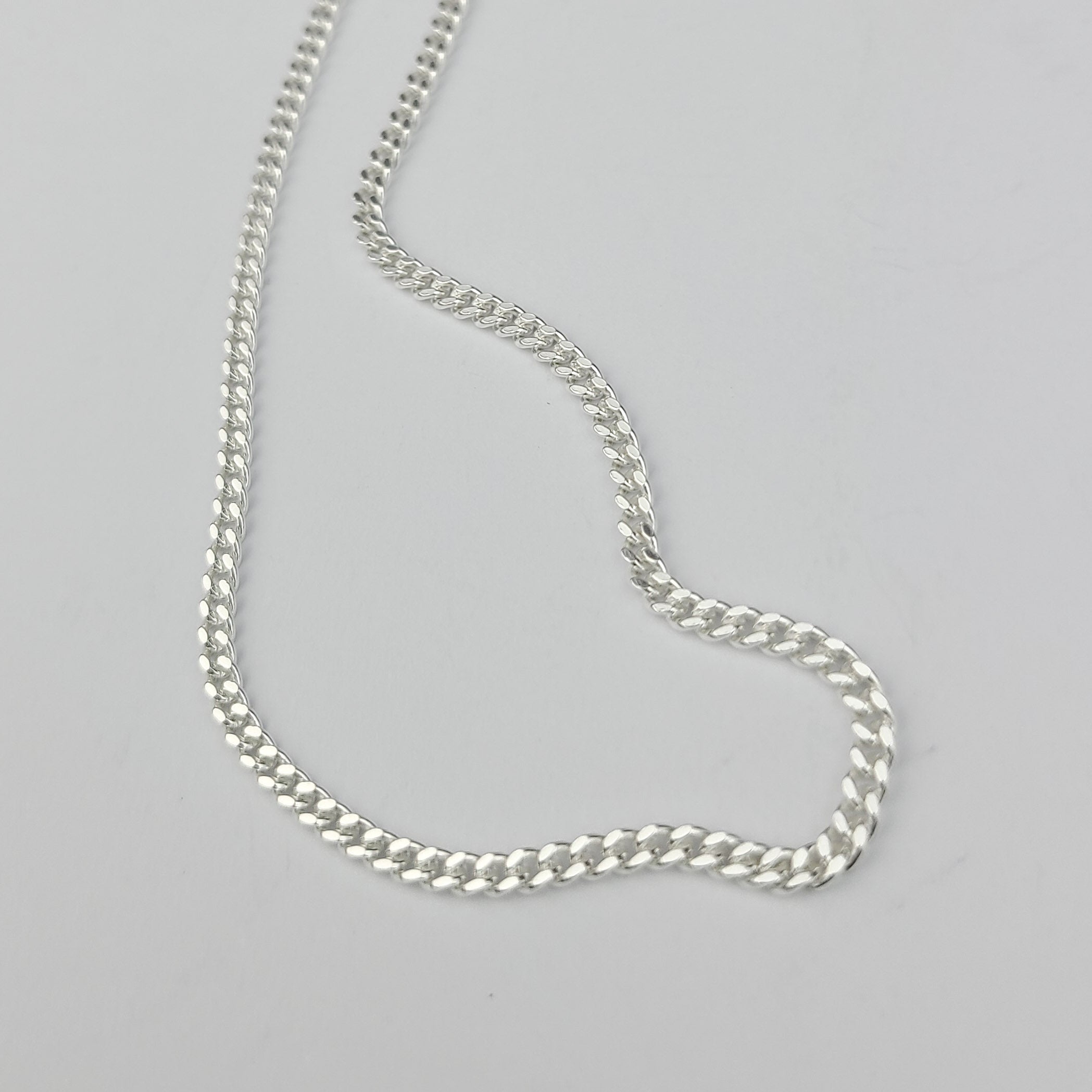 Sterling Silver 2.5mm Flat Curb Chain Necklace