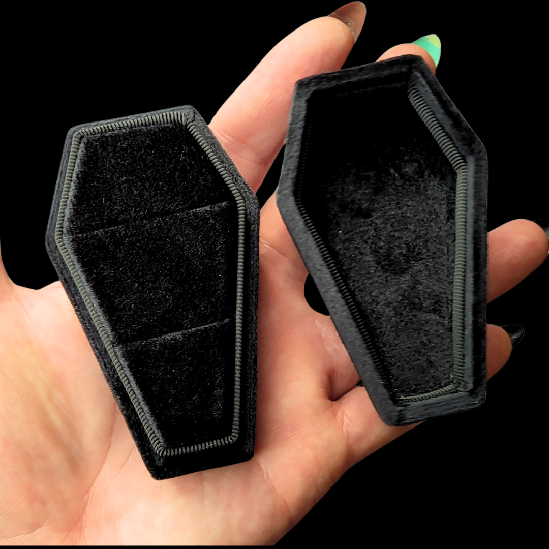 Black Coffin Velvet Ring Box - Inchoo Bijoux