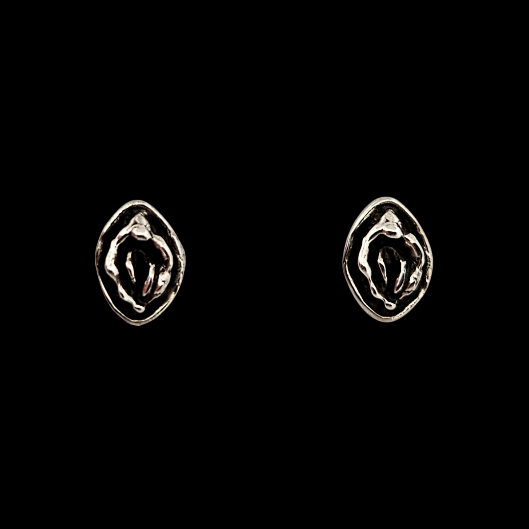Small Vulva Stud Earrings Sterling Silver