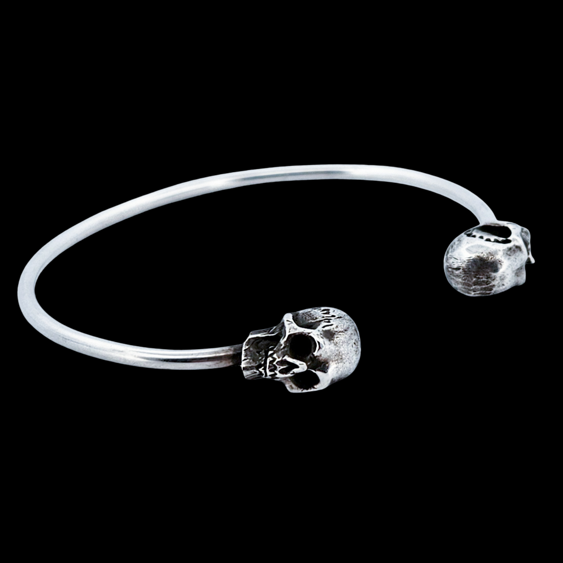 Sterling Silver Open Adjustable Skull Bracelet - Inchoo Bijoux