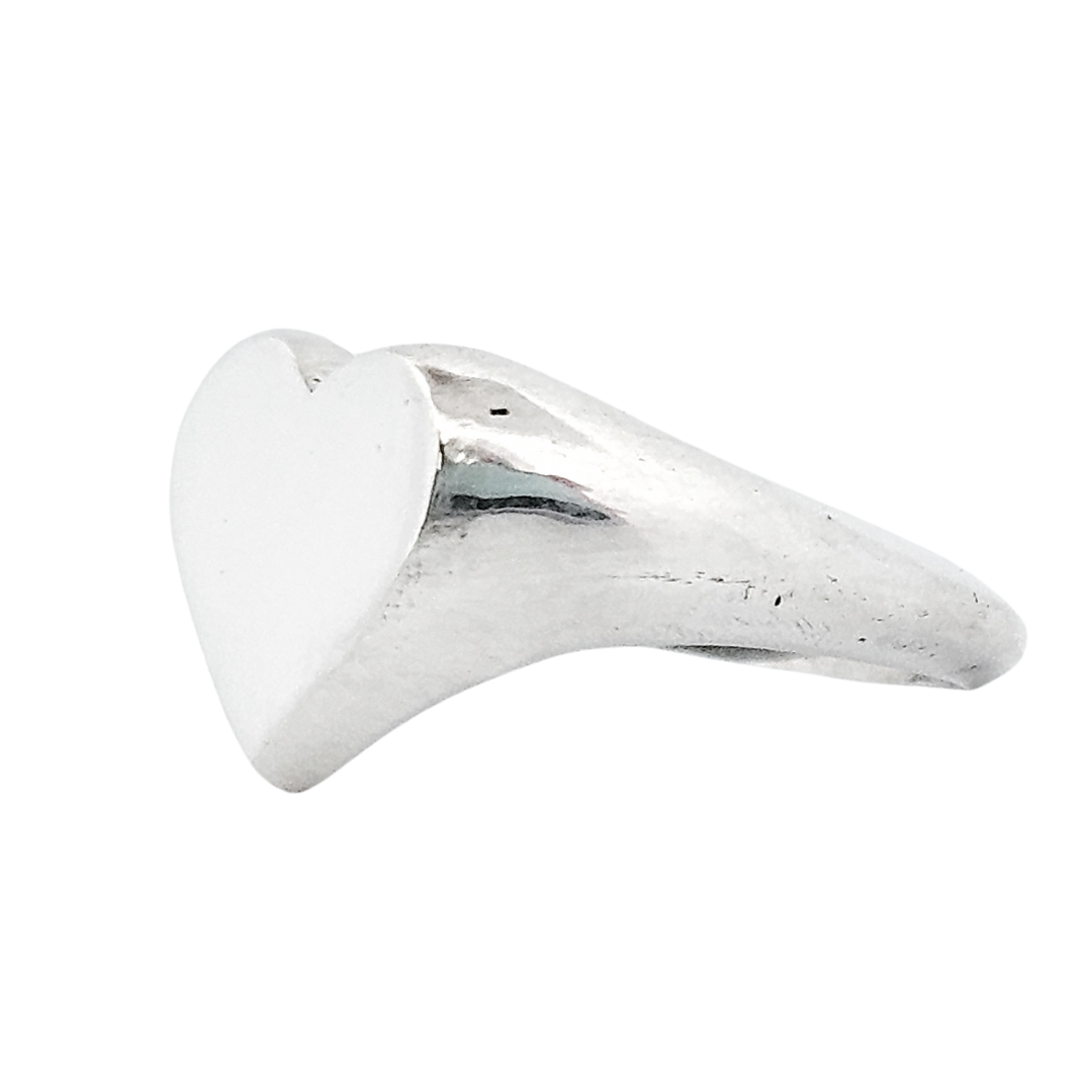 Heart Signet Ring - Sterling Silver - Inchoo Bijoux