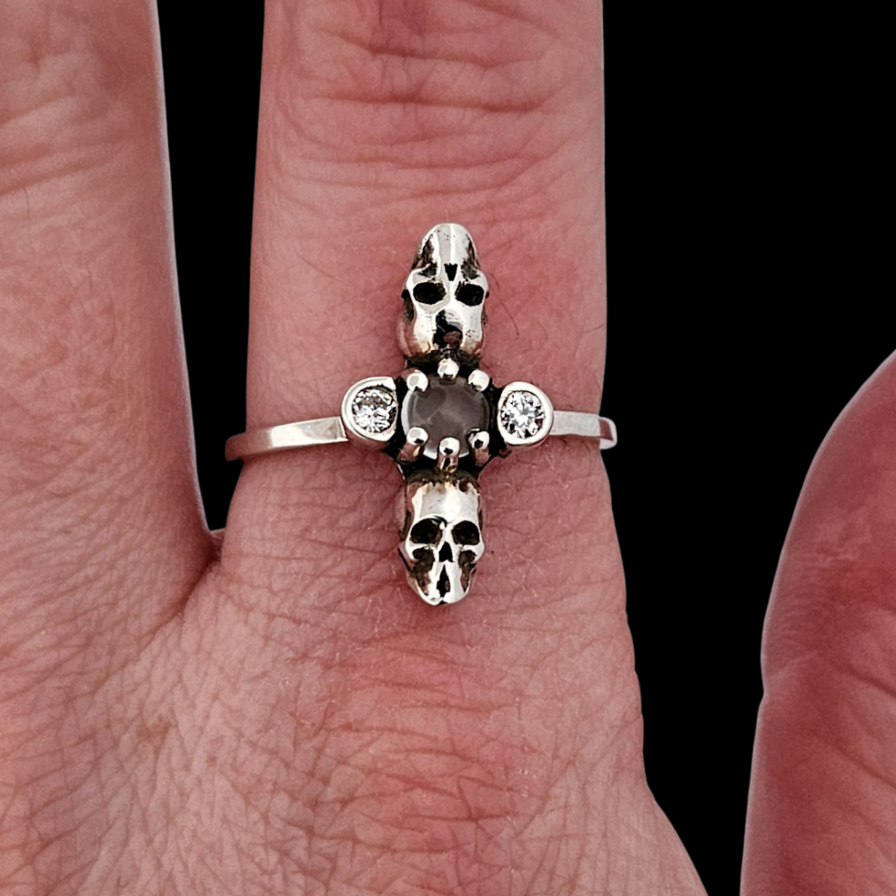 White Moonstone Skull Ring - Inchoo Bijoux