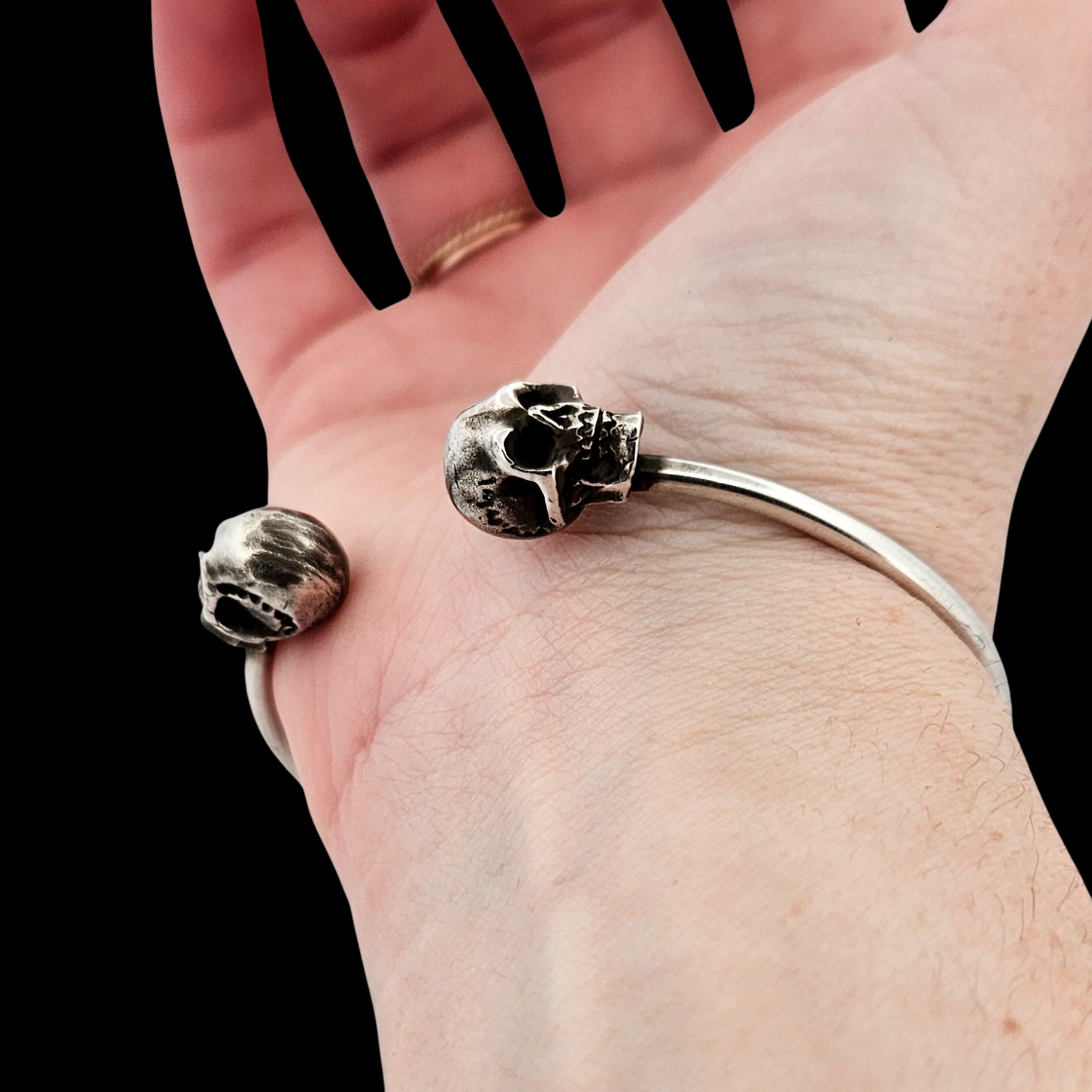 Sterling Silver Open Adjustable Skull Bracelet - Inchoo Bijoux