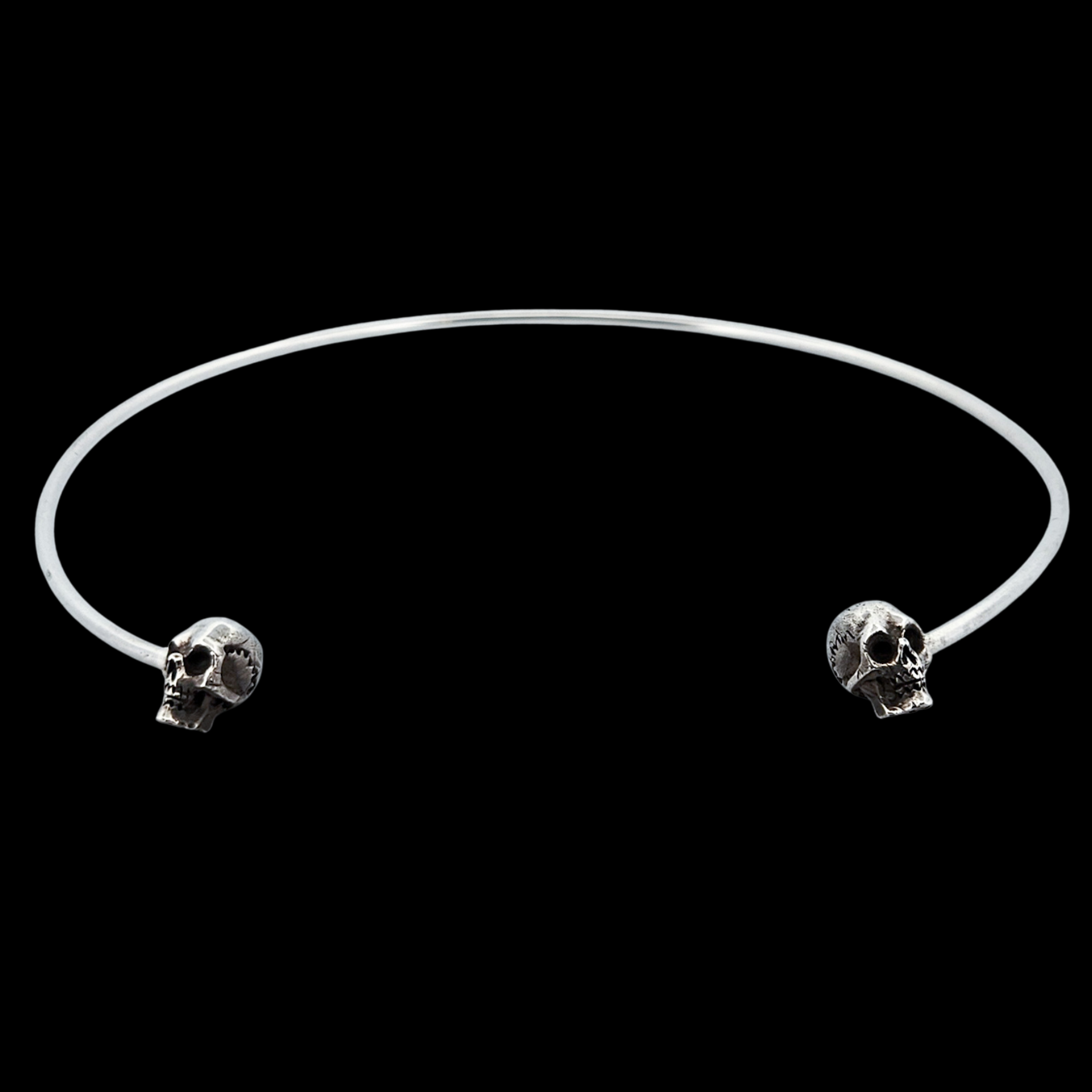 Solid Silver Skull Choker - Inchoo Bijoux