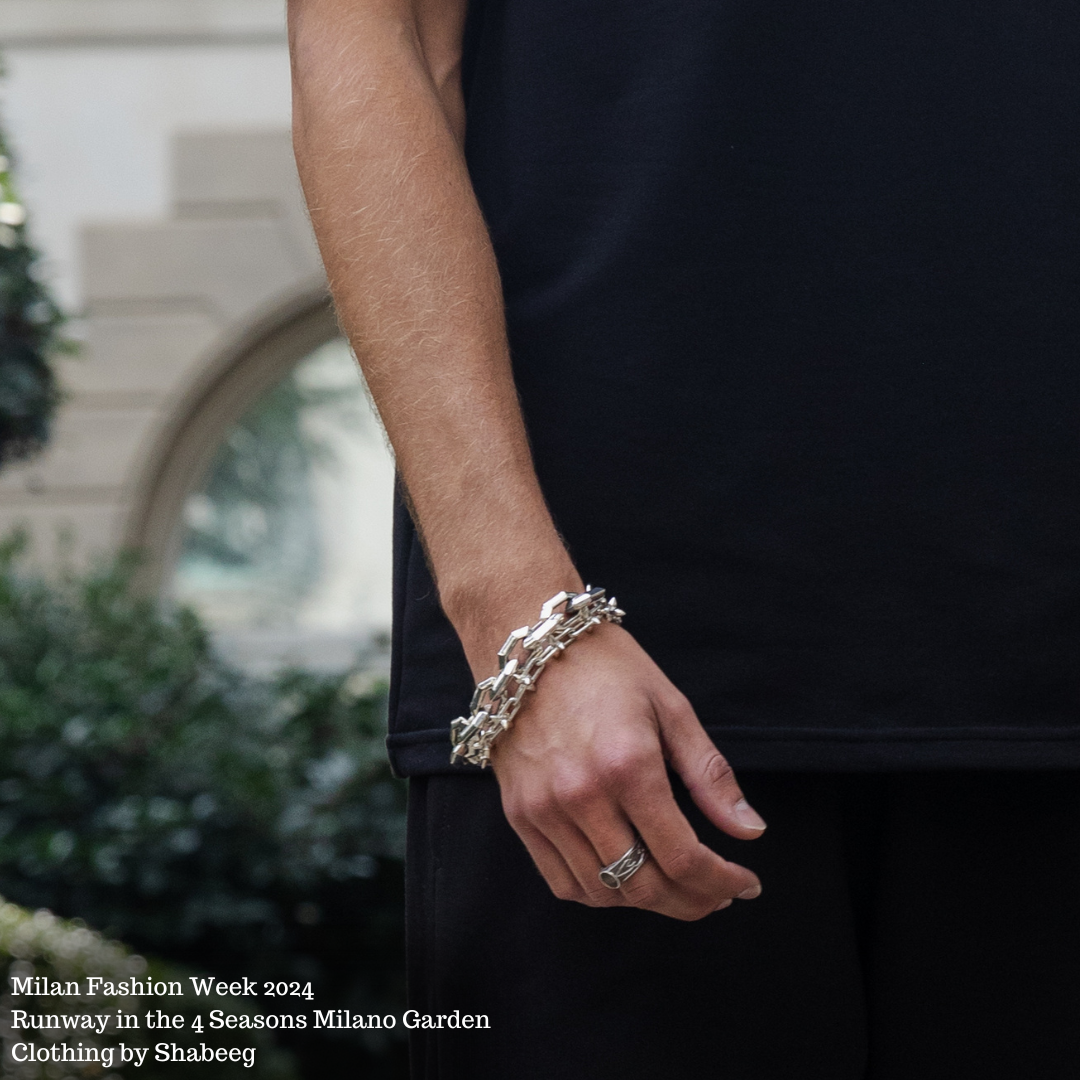 Studded U-Link Spiky Bracelet - Sterling Silver