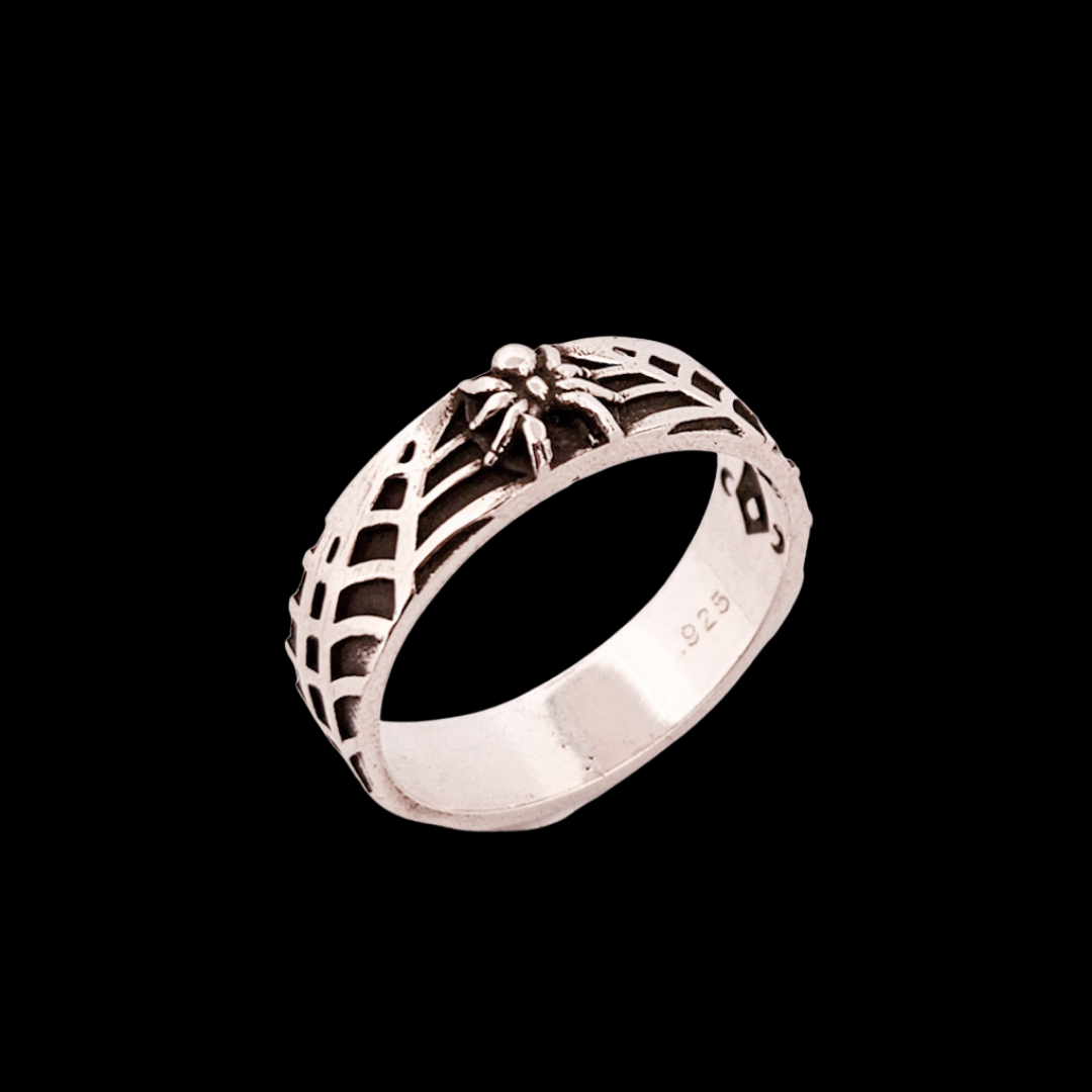 Silver Spider and Web Ring Band