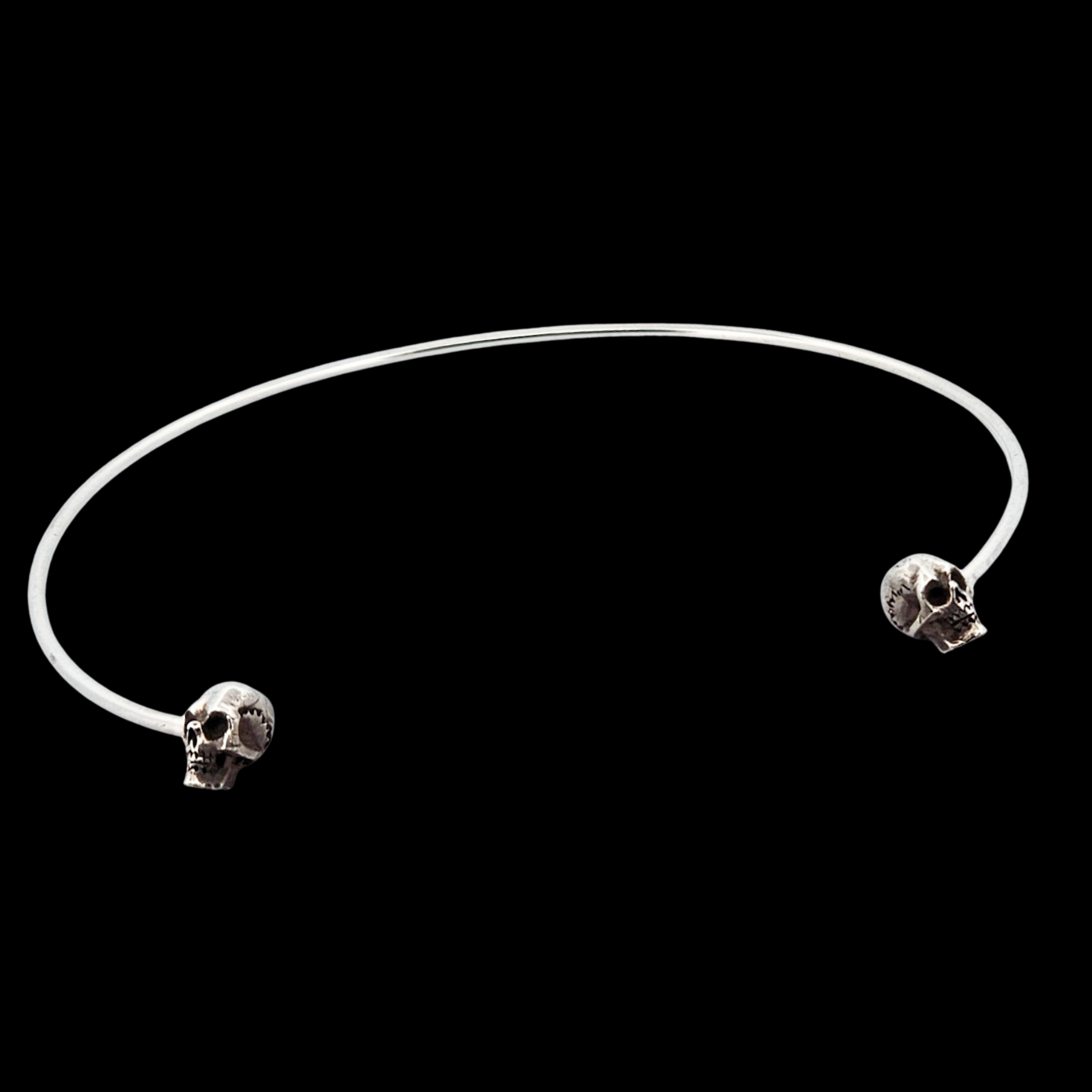 Solid Silver Skull Choker - Inchoo Bijoux