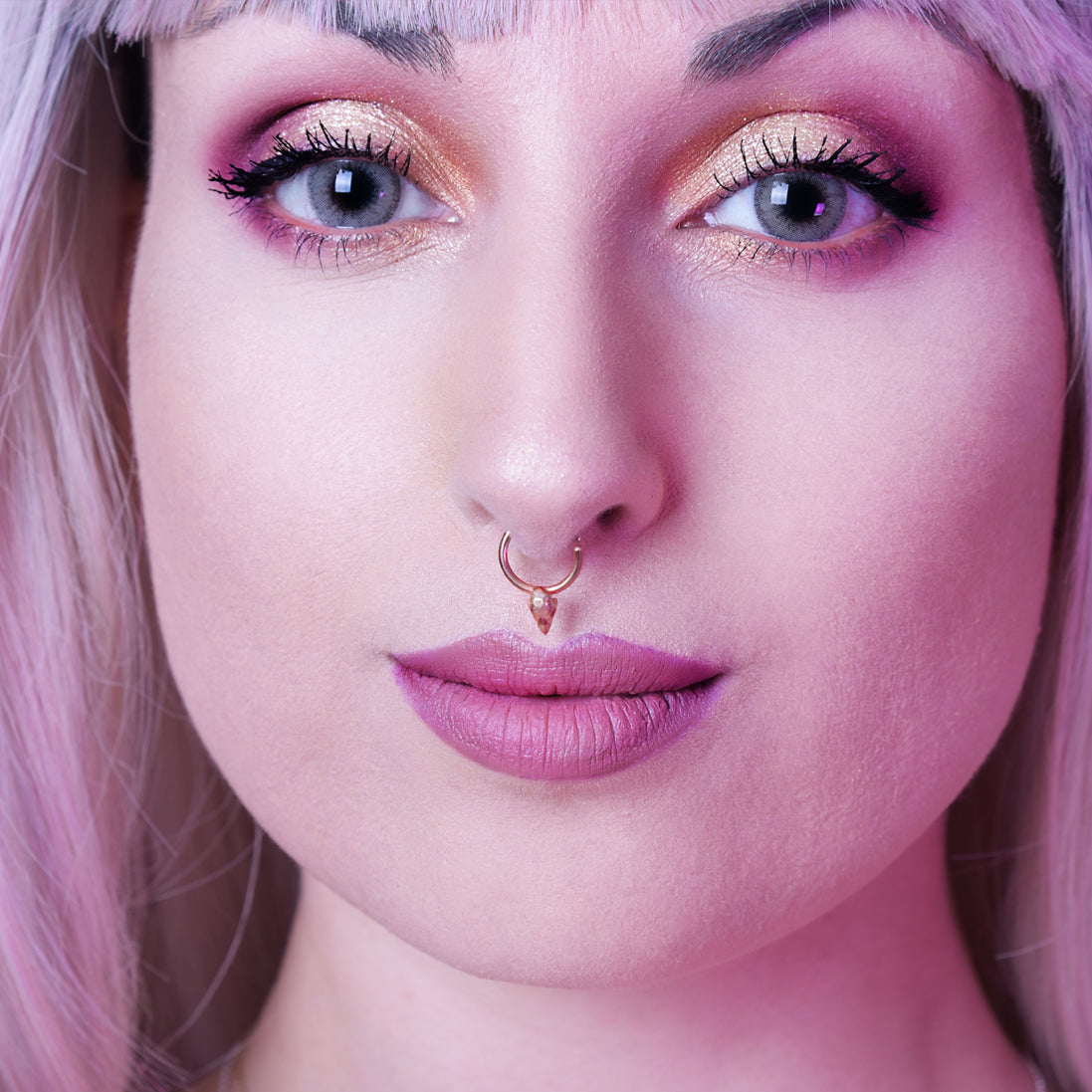 14K Rose Gold Bird Skull Septum Ring-Septum-Inchoo Bijoux-Inchoo Bijoux