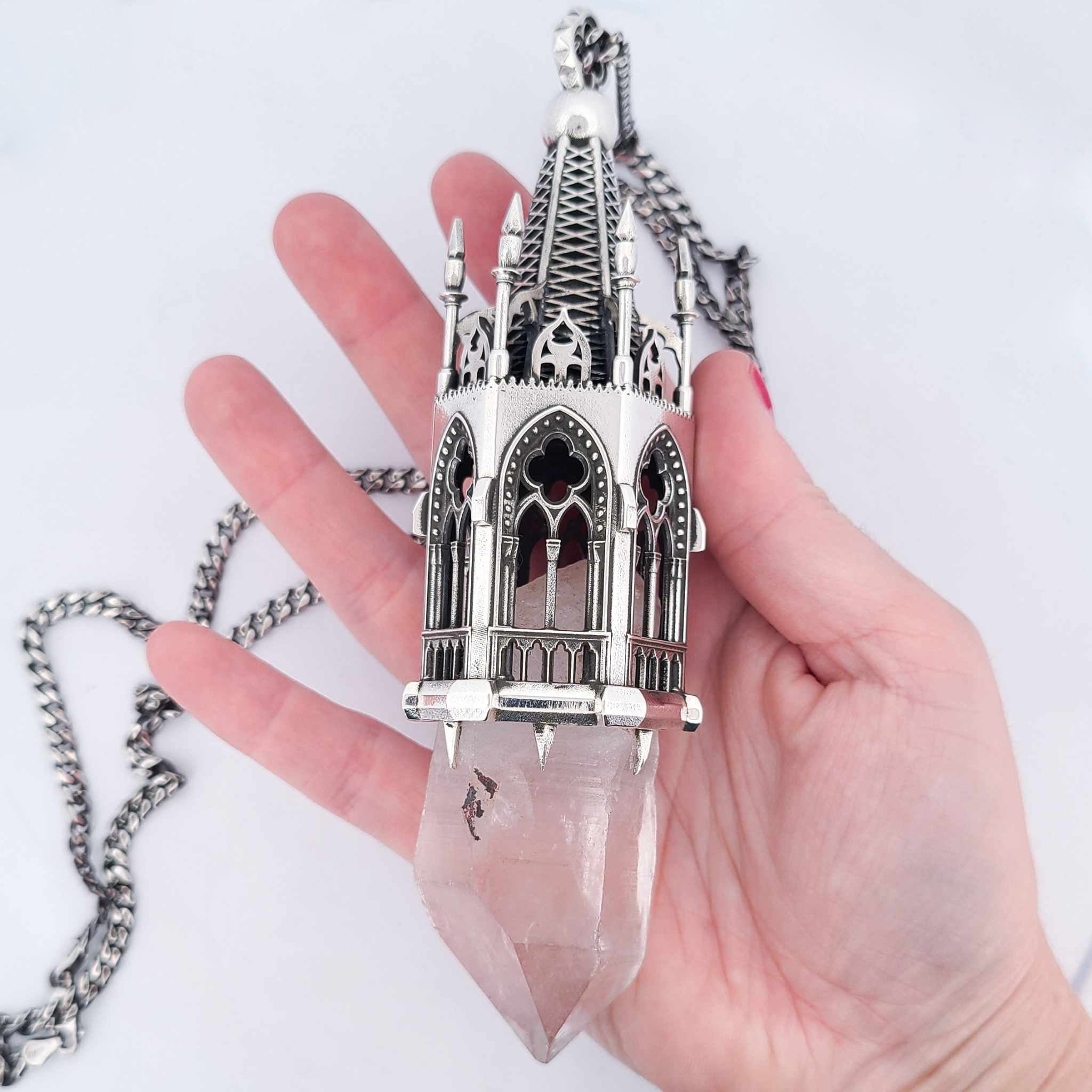 Temptation Tower 2 - Heavy Quartz Cathedral Pendant - Inchoo Bijoux