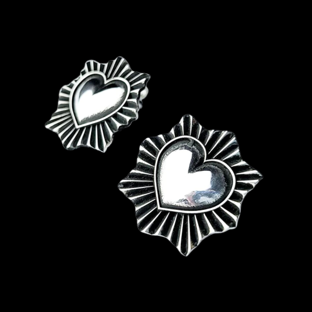 Silver Sacred Heart Stud Earrings - Inchoo Bijoux