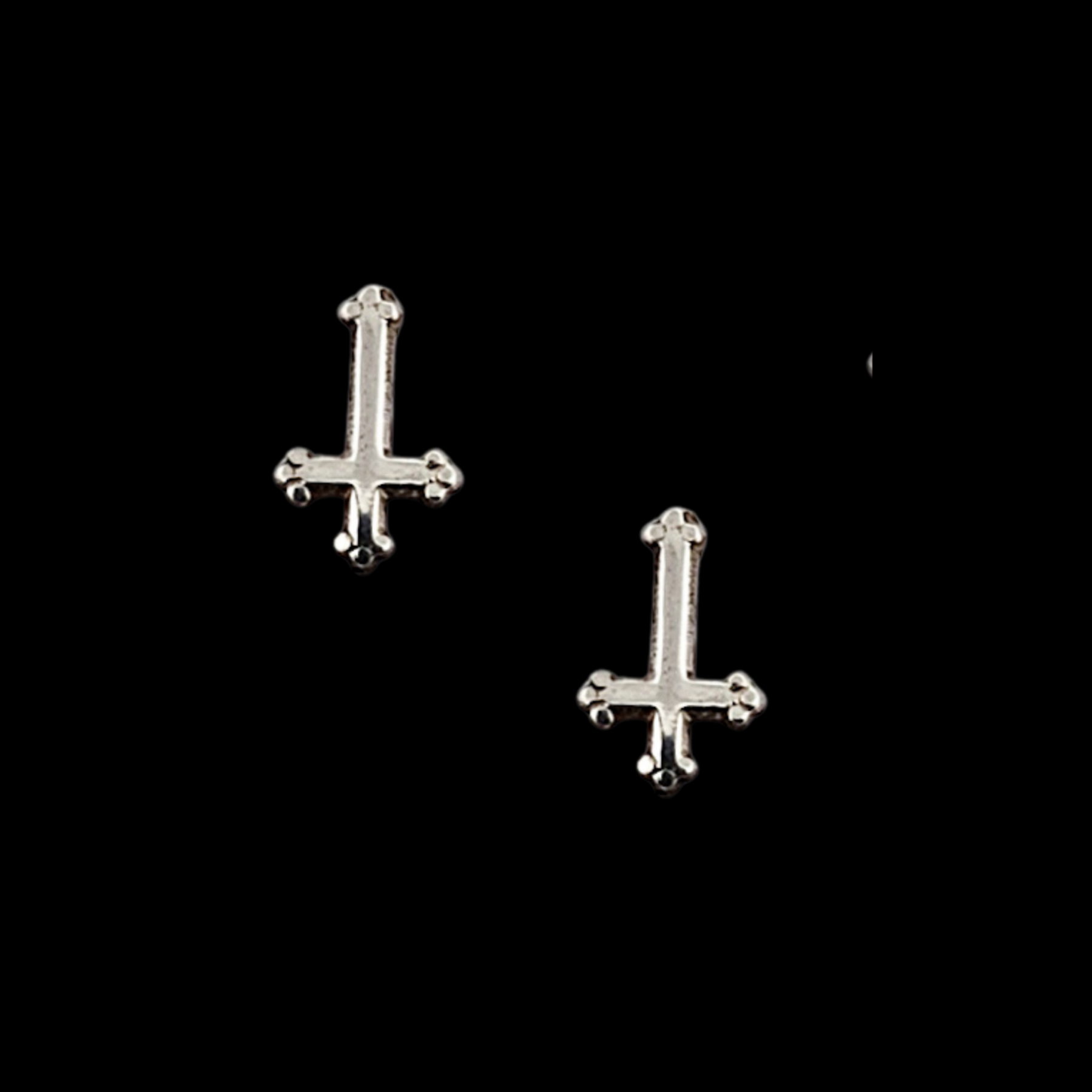 Tiny Inverted Trefoil Cross Earrings Sterling Silver - Inchoo Bijoux