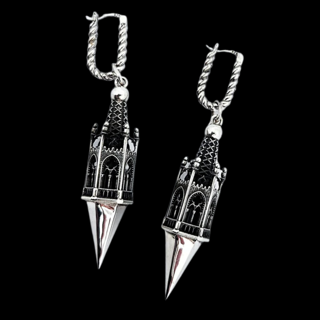 Gothic Tower Pyramid Dangling Earrings